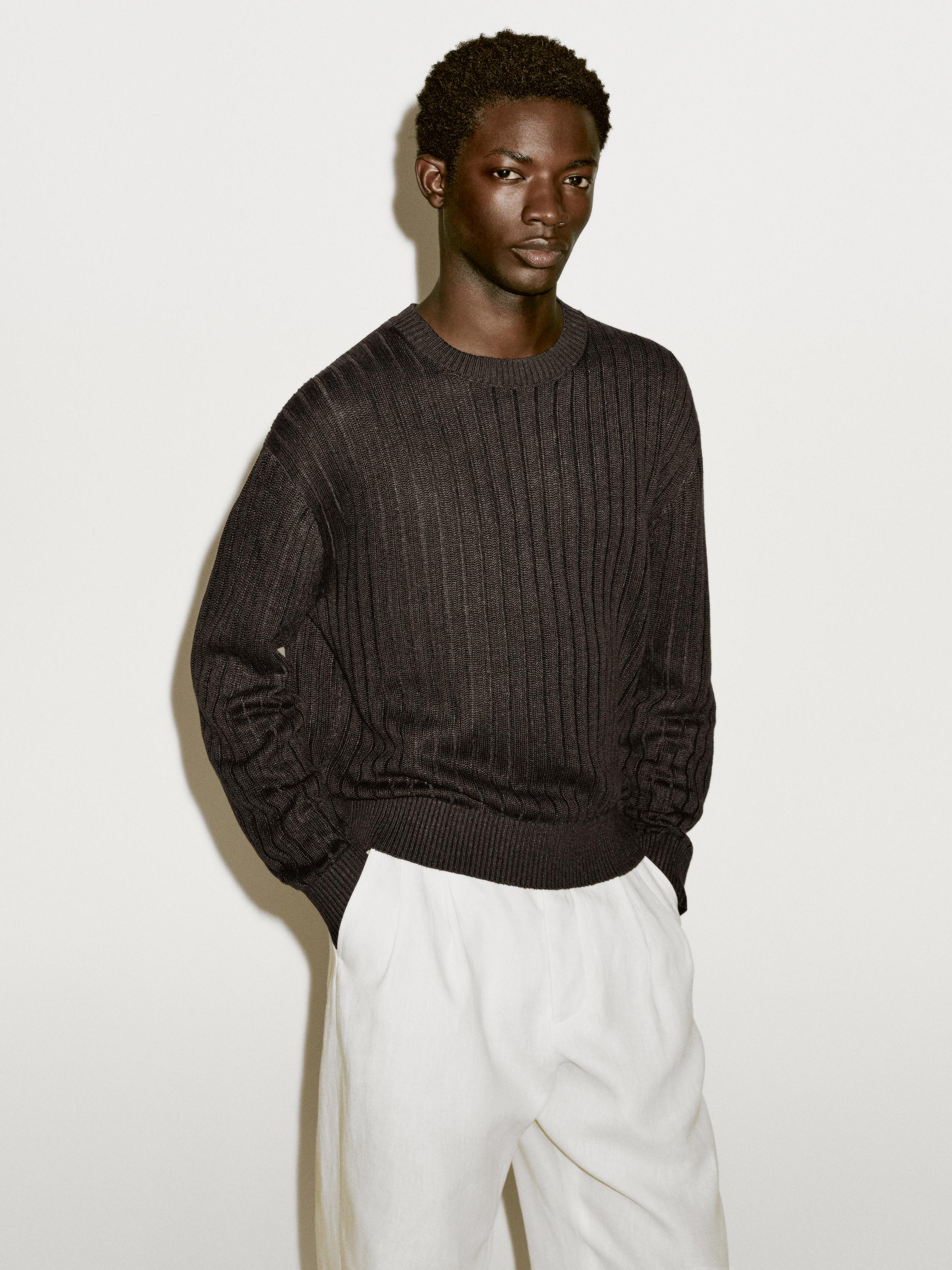 Linen ribbed knitted jumper - Limited edition