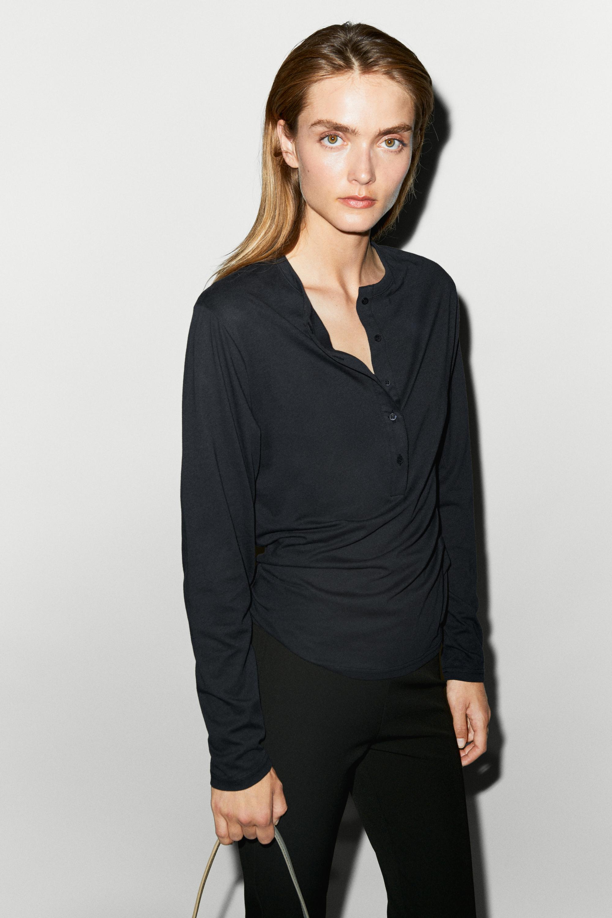 Long sleeve henley T-shirt