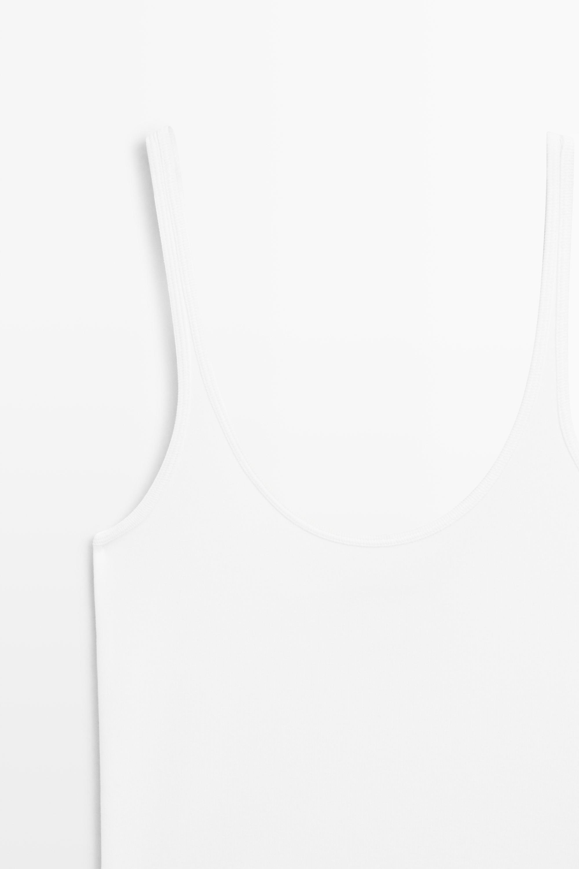 Strappy cotton blend top — WHITE