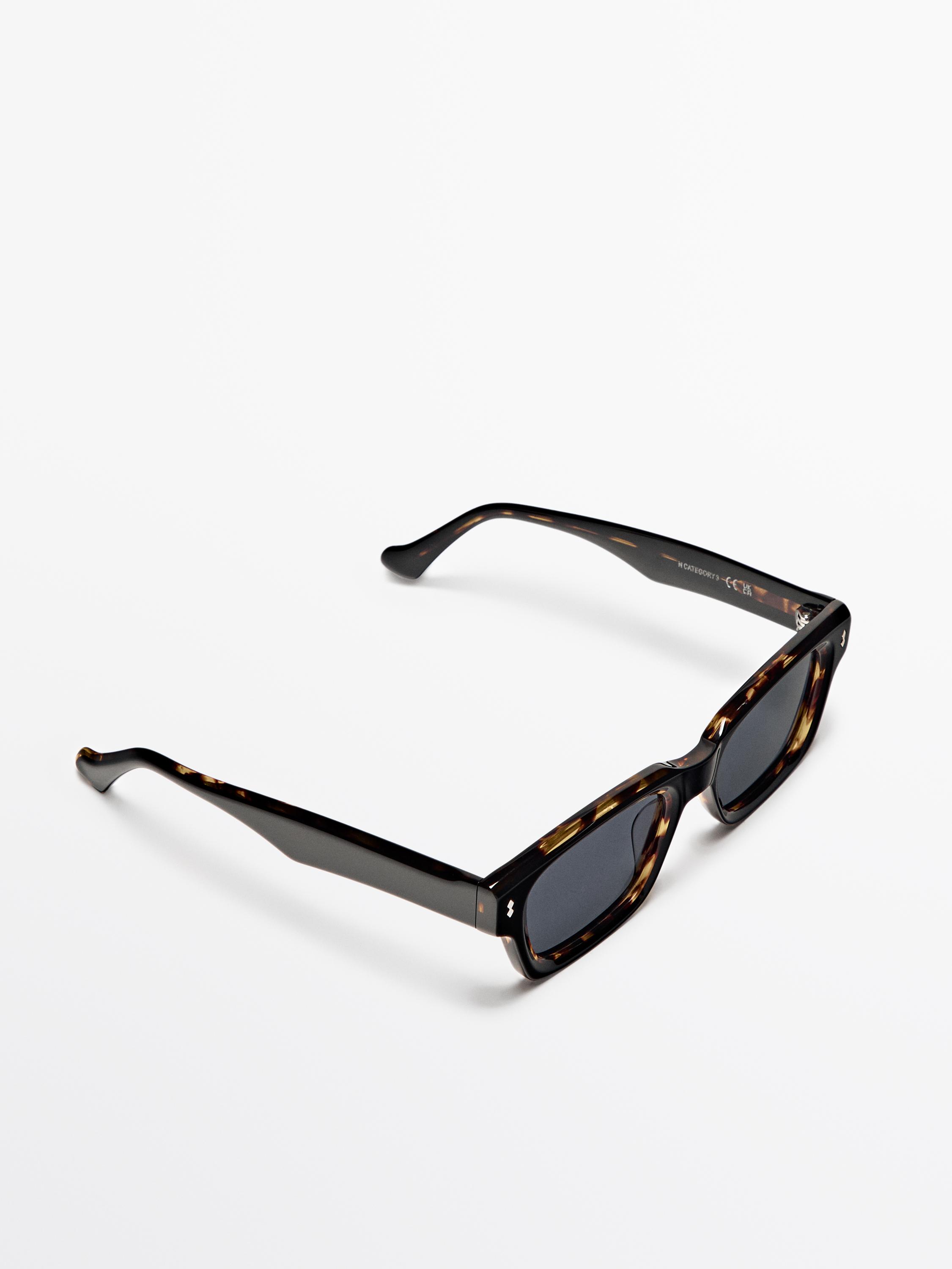 Narrow tortoiseshell-effect sunglasses