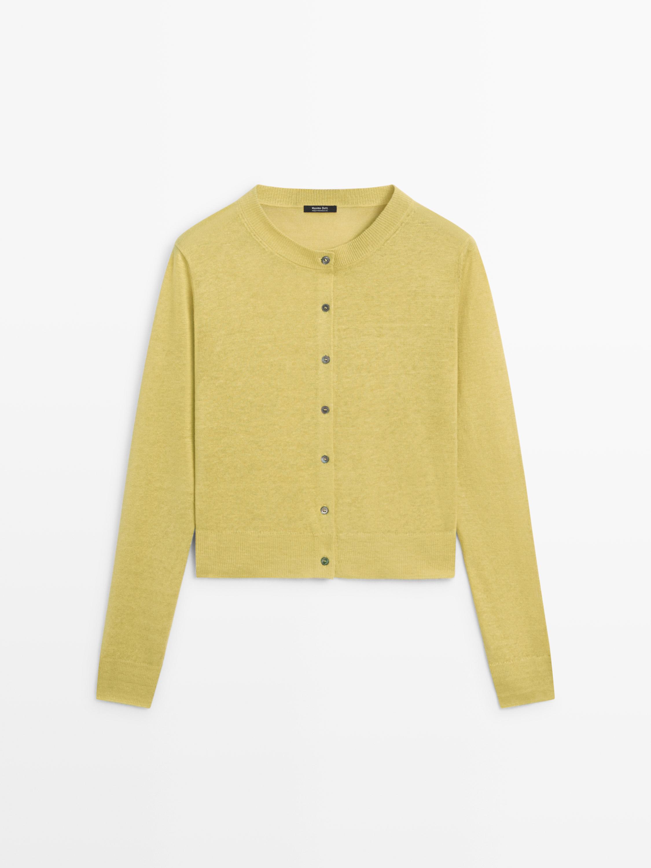 Short linen knit cardigan