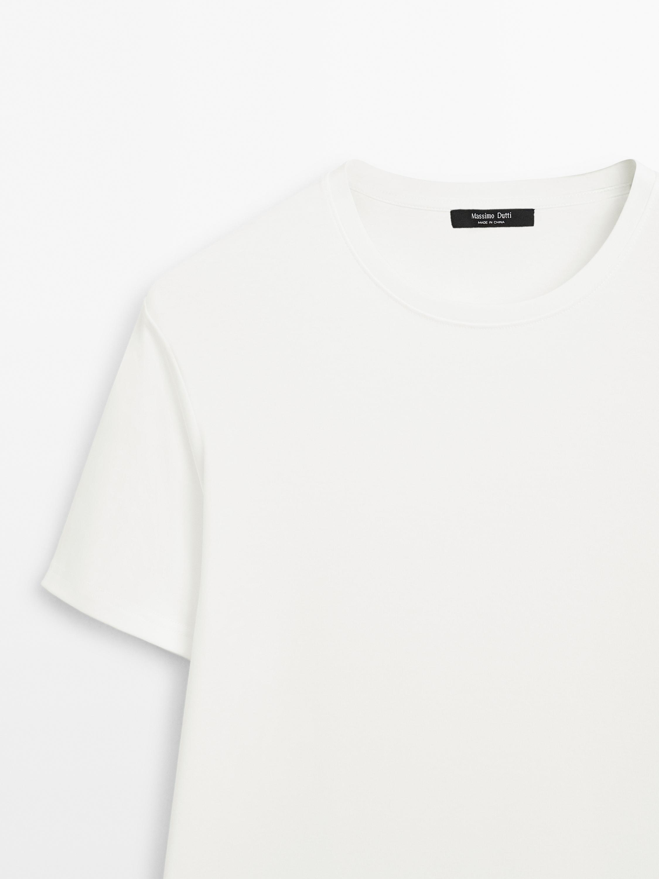 100% mercerised cotton T-shirt — CREAM