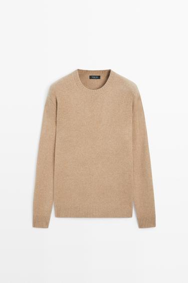 Wool blend round neck knit sweater — CAMEL 2