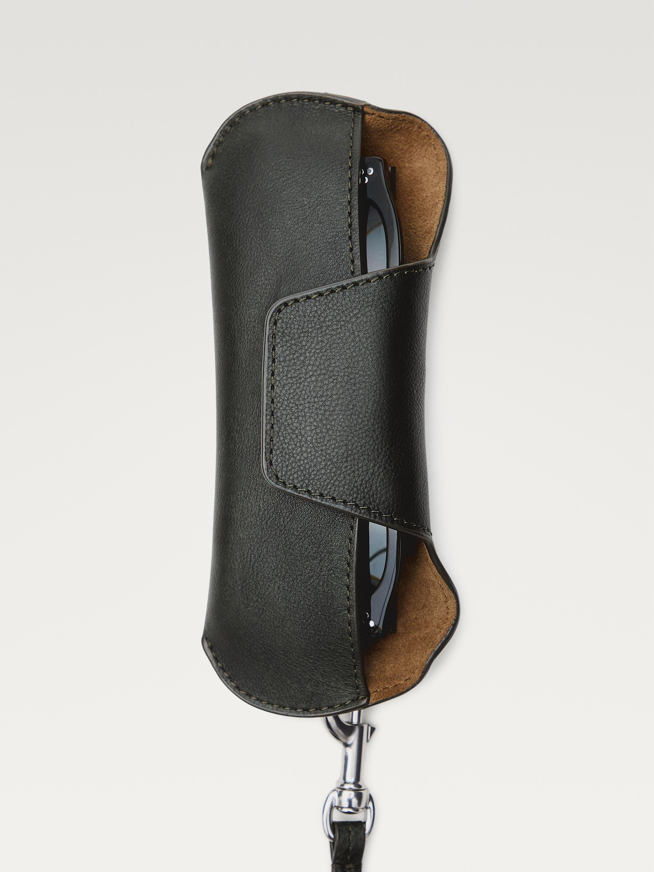 Nappa leather glasses case — GREEN