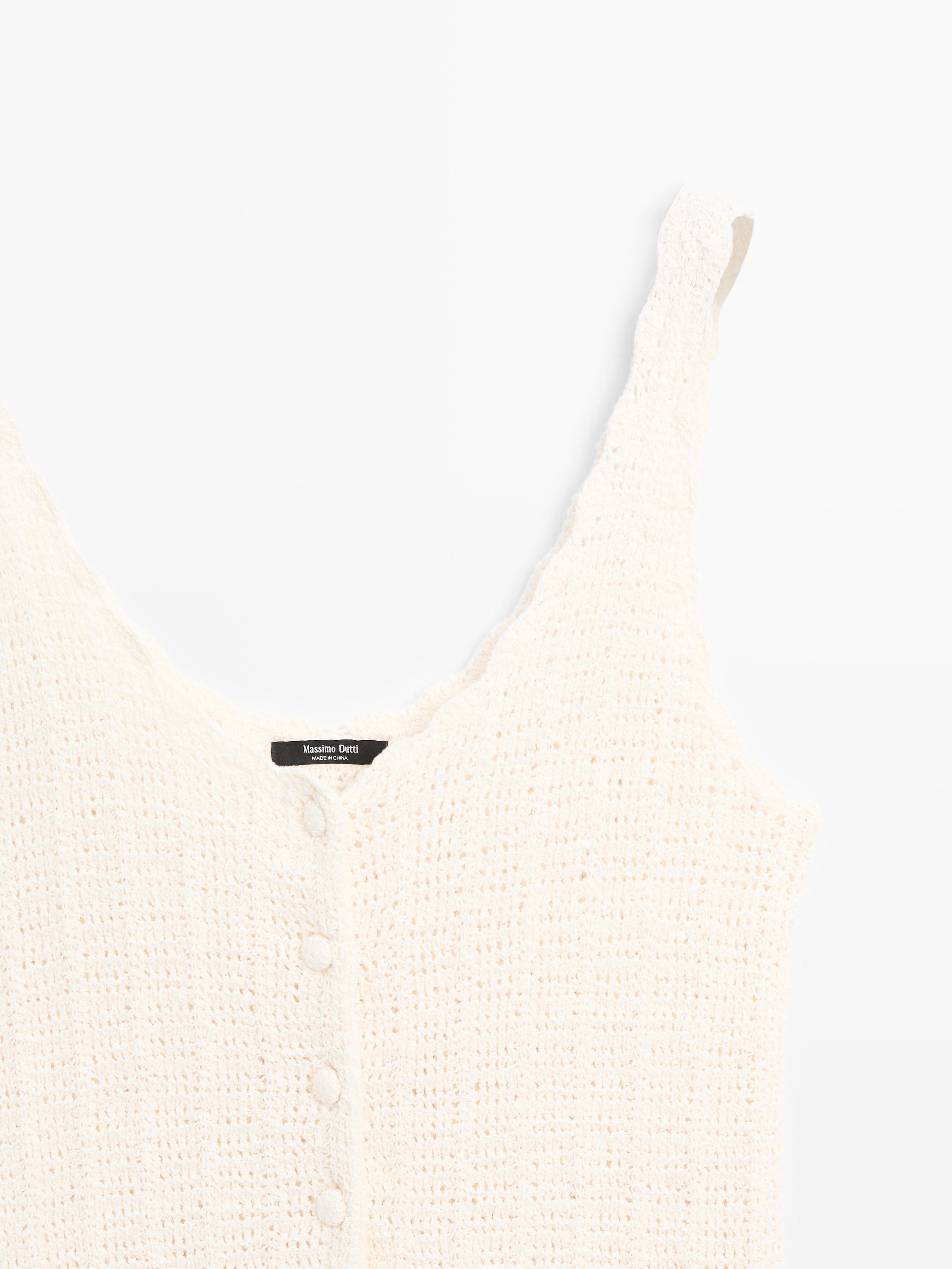 Top crochet detalle botones