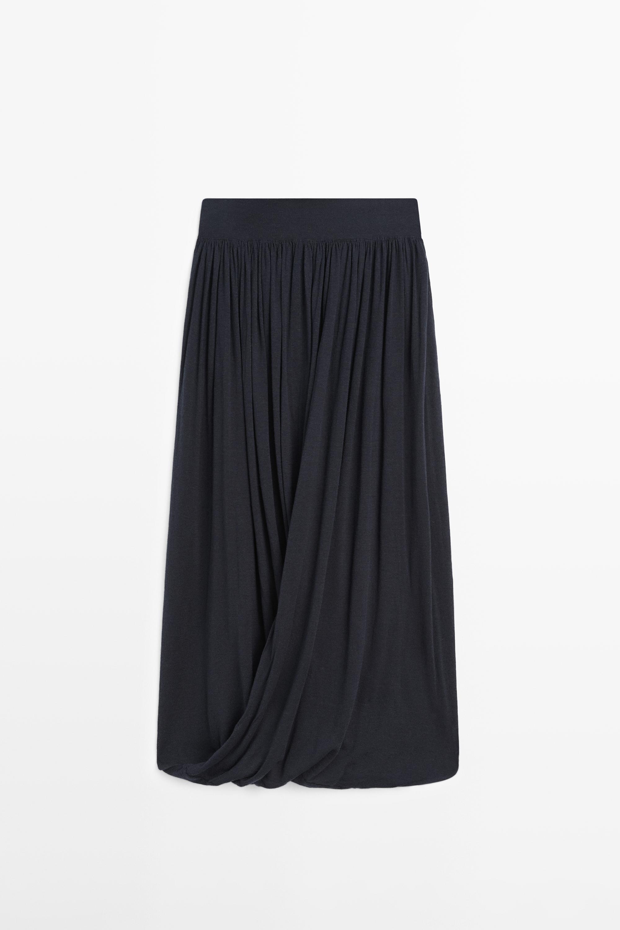 Draped balloon midi skirt
