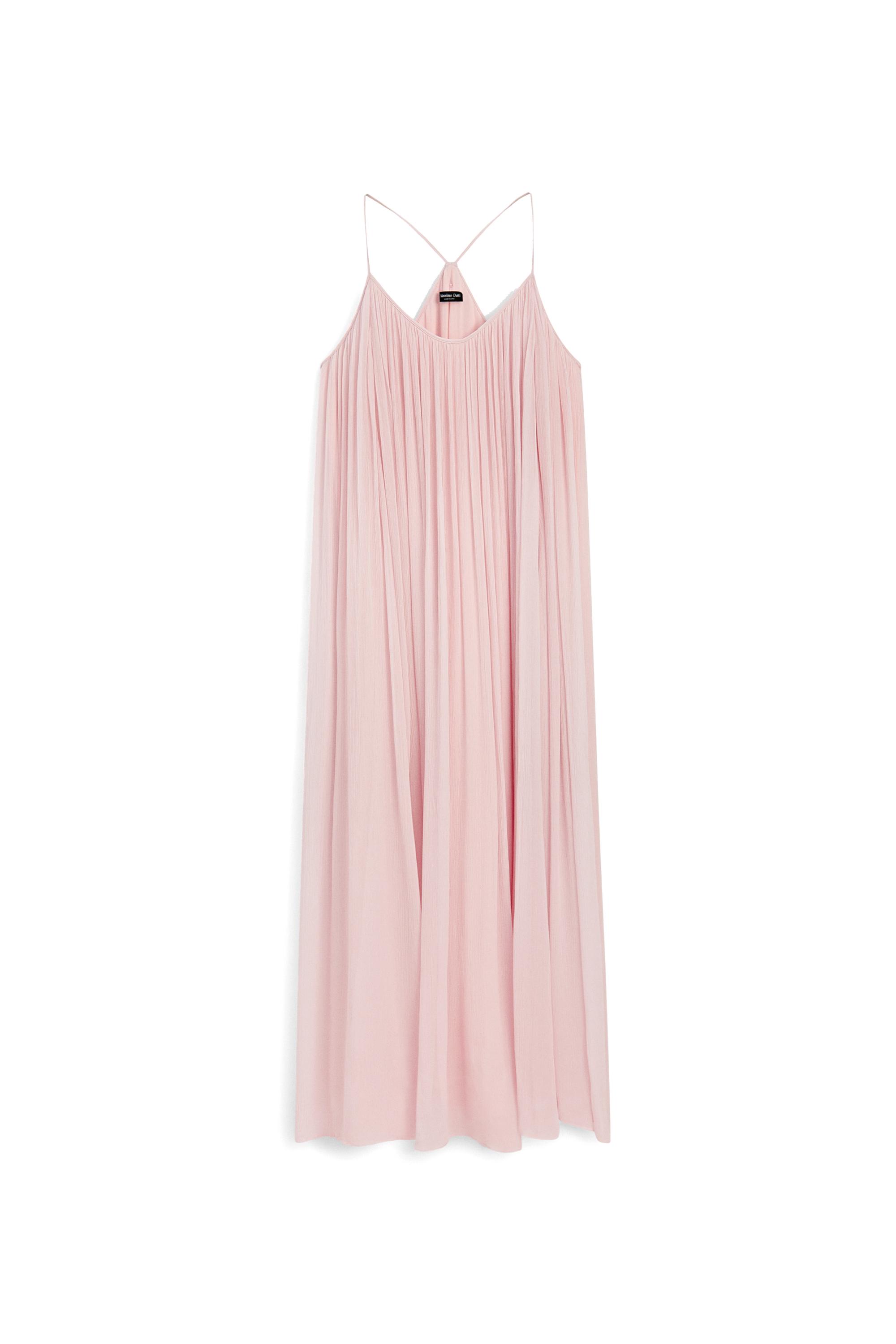 massimo dutti pleated dress with tie details Midi Dress With Shoulder Pleat Detail - Dark Grey - 2 - Massimo Dutti