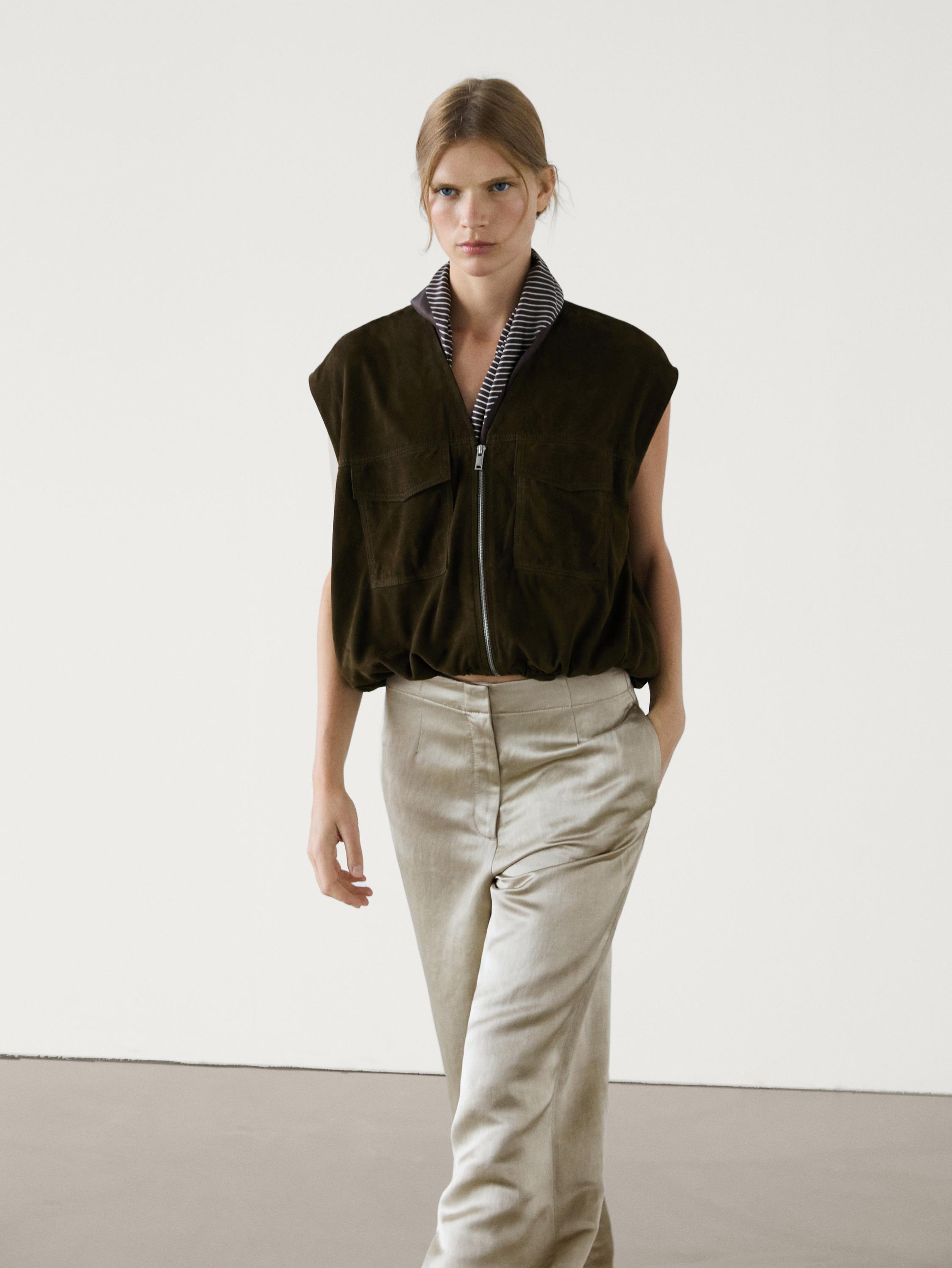 Pantalon satiné avec du lin