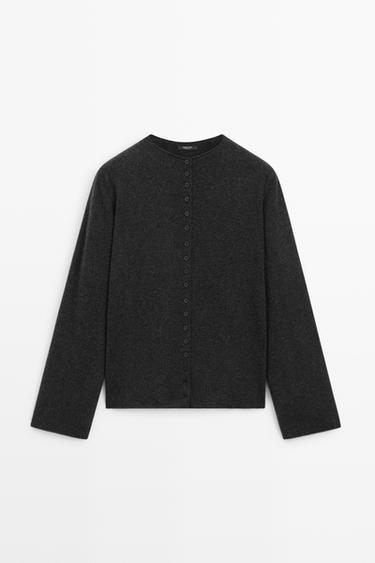 Wool-blend knit cardigan with buttons — ANTHRACITE GREY 2