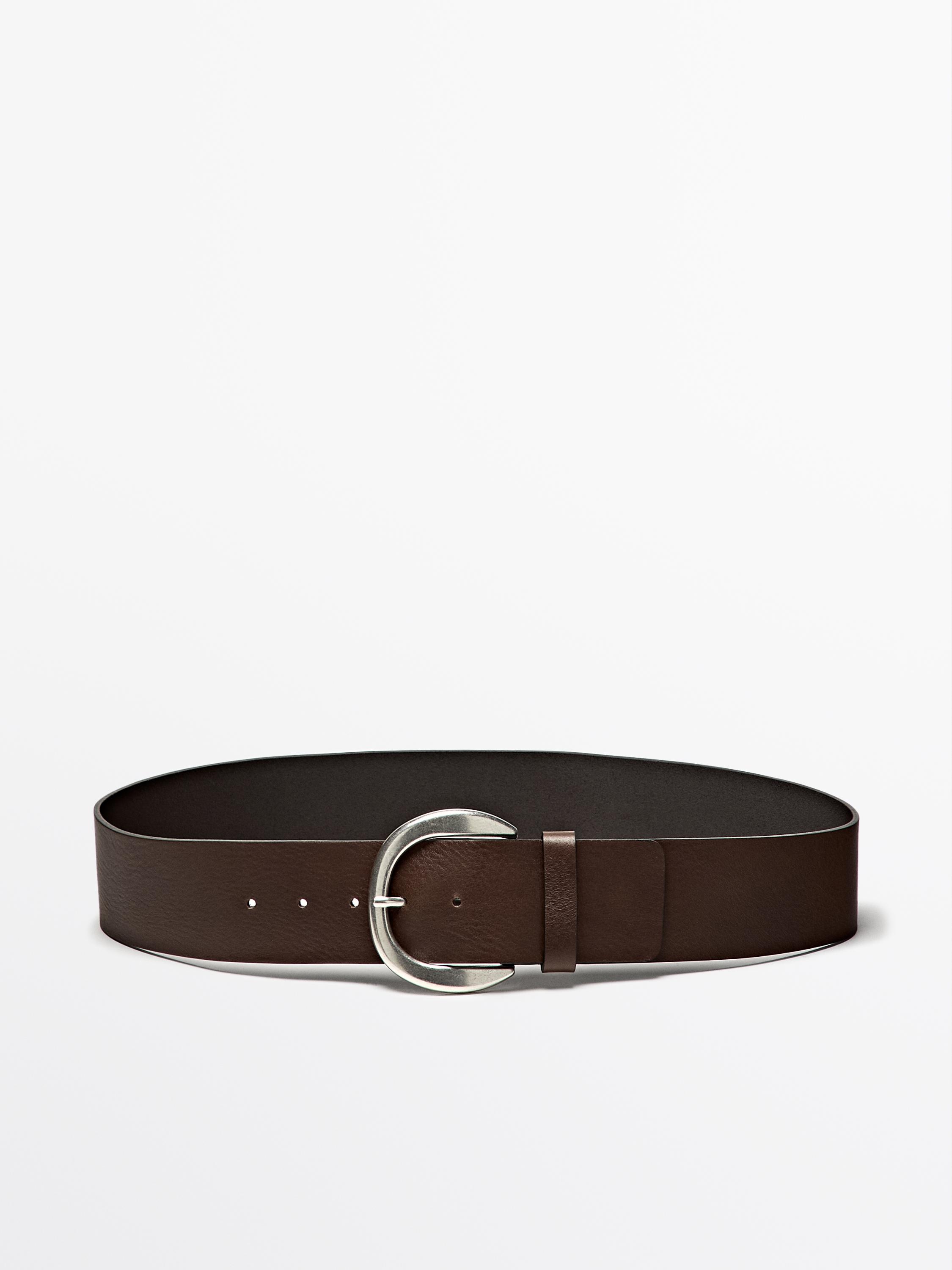 Wide nappa leather belt