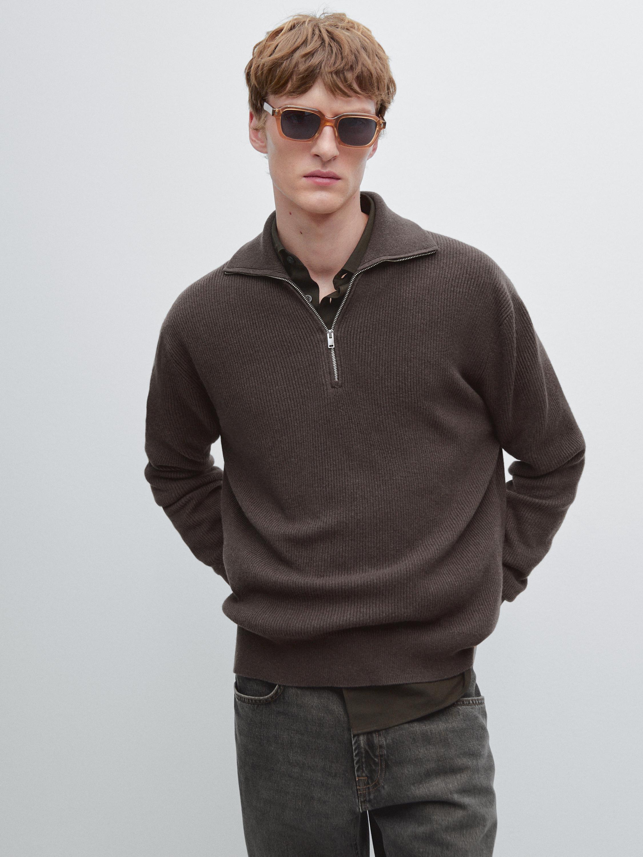 Jersey punto cuello mock cremallera