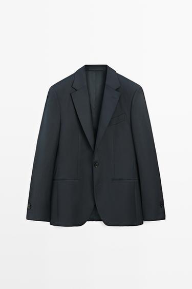 Striped wool blend suit blazer — NAVY BLUE 2