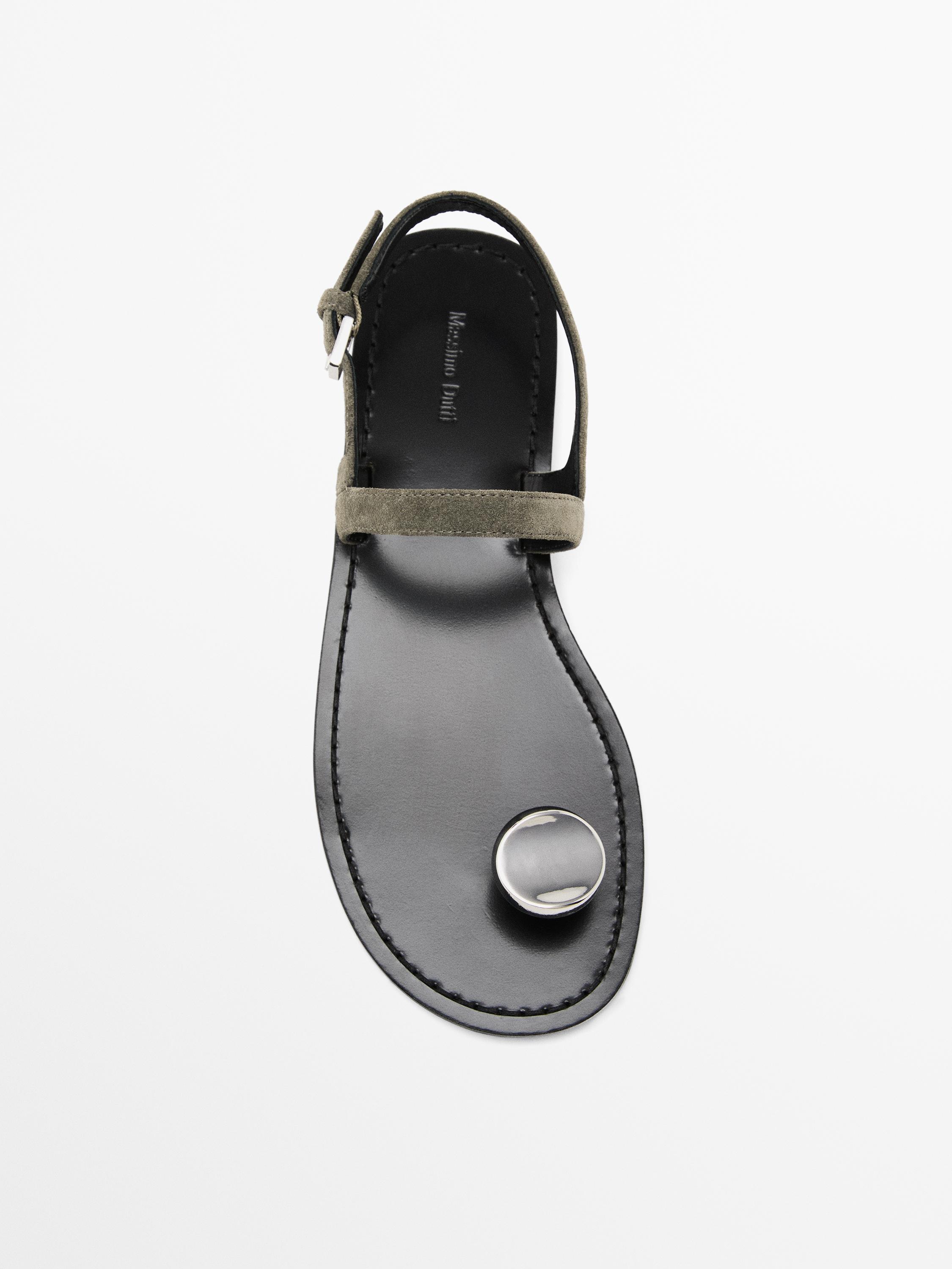 Sandals with metal toe detail