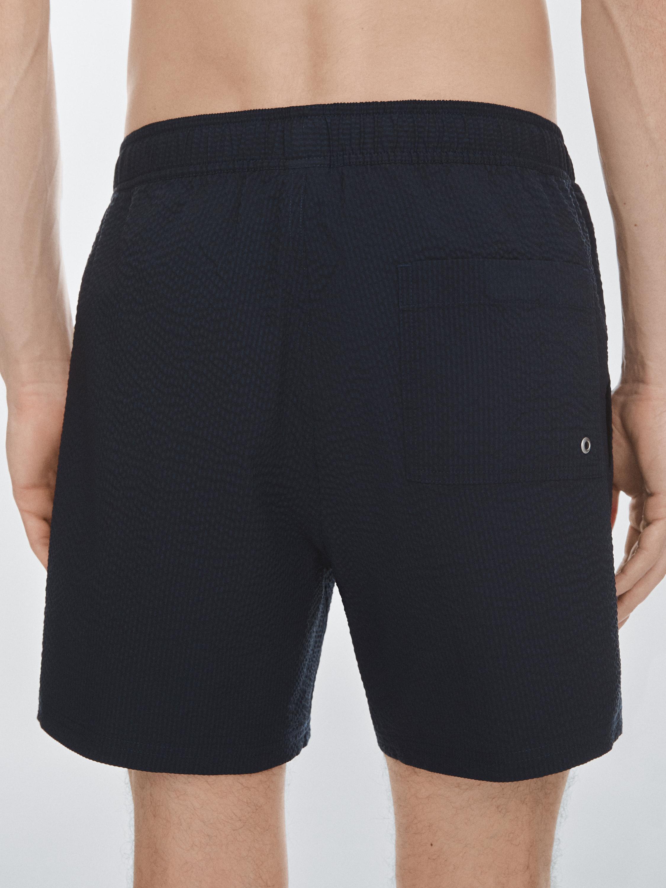 Plain textured swimsuit — NAVY BLUE