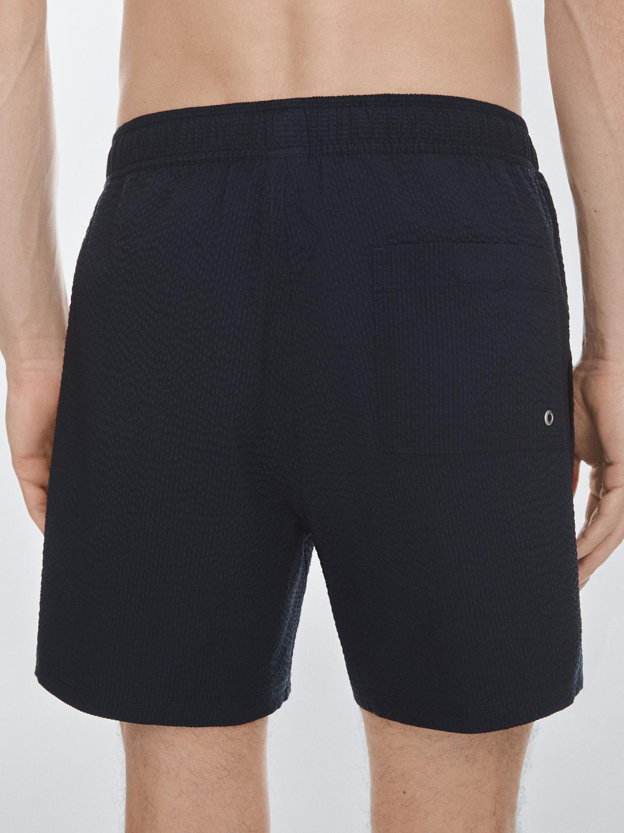 Plain textured swimsuit — NAVY BLUE