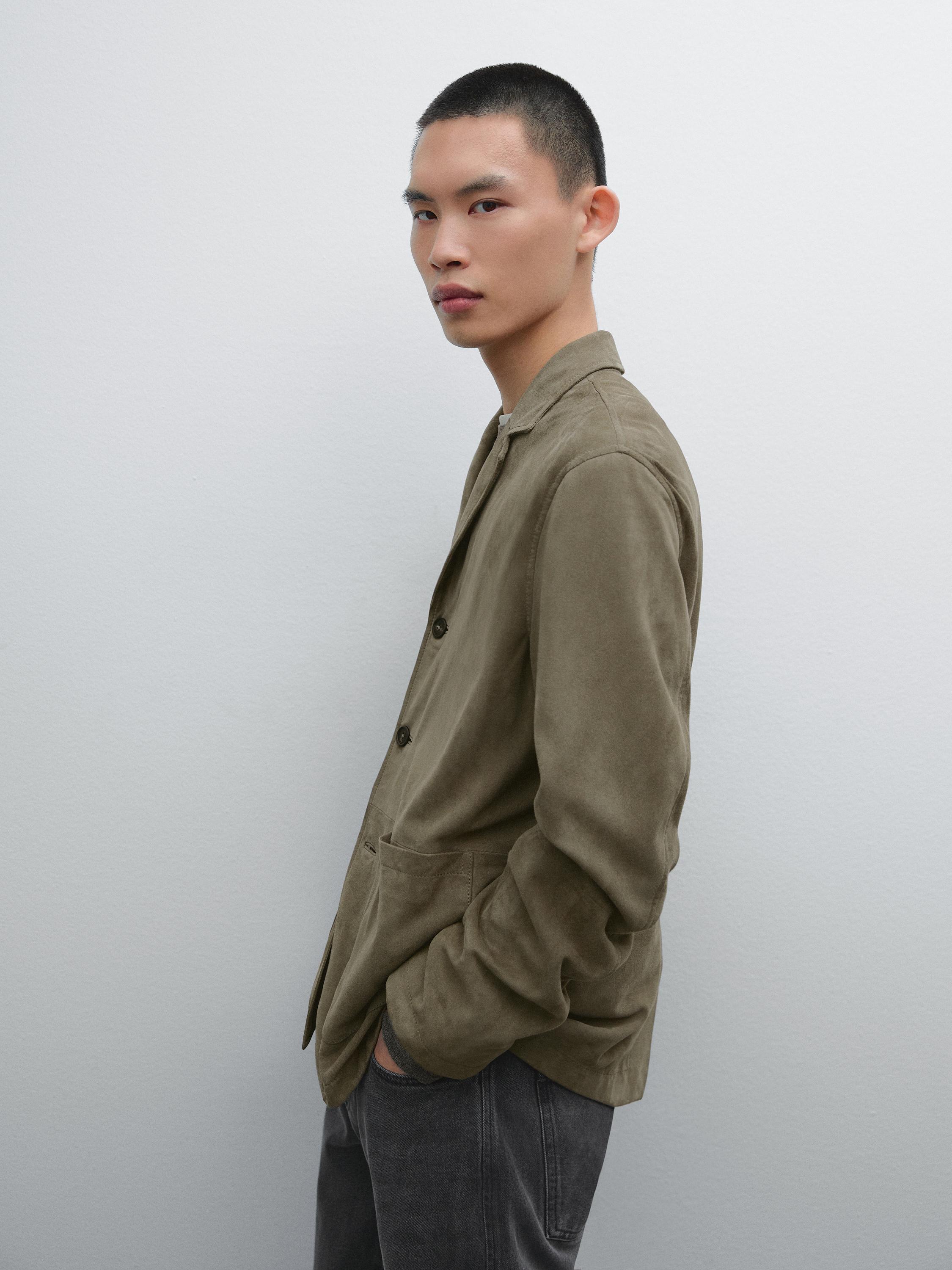 Blazer en cuir effet daim