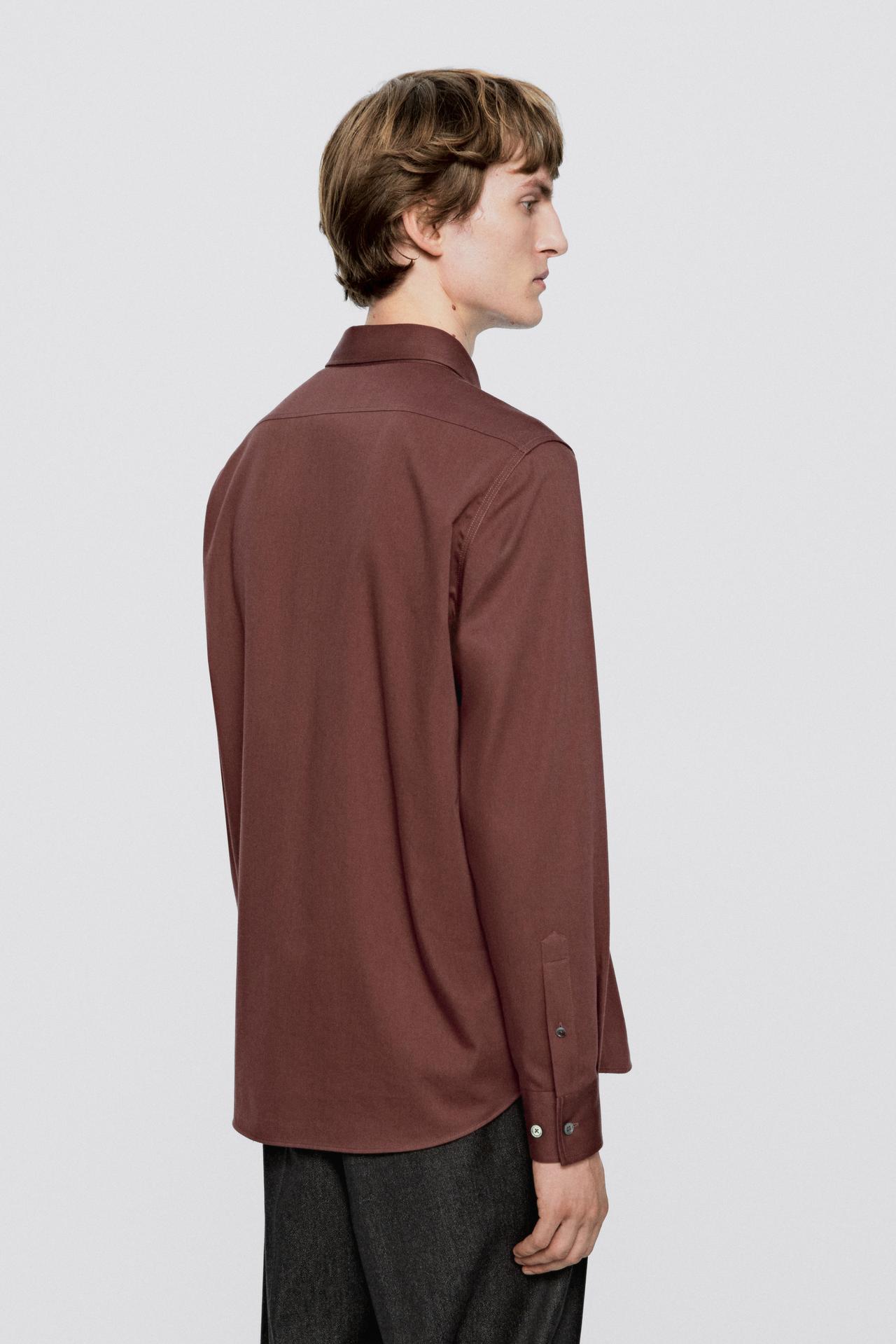Regular fit cotton blend shirt - LIMITED EDITION — DARK MAROON