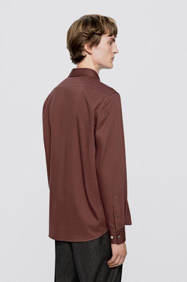 Regular fit cotton blend shirt - LIMITED EDITION — DARK MAROON 4