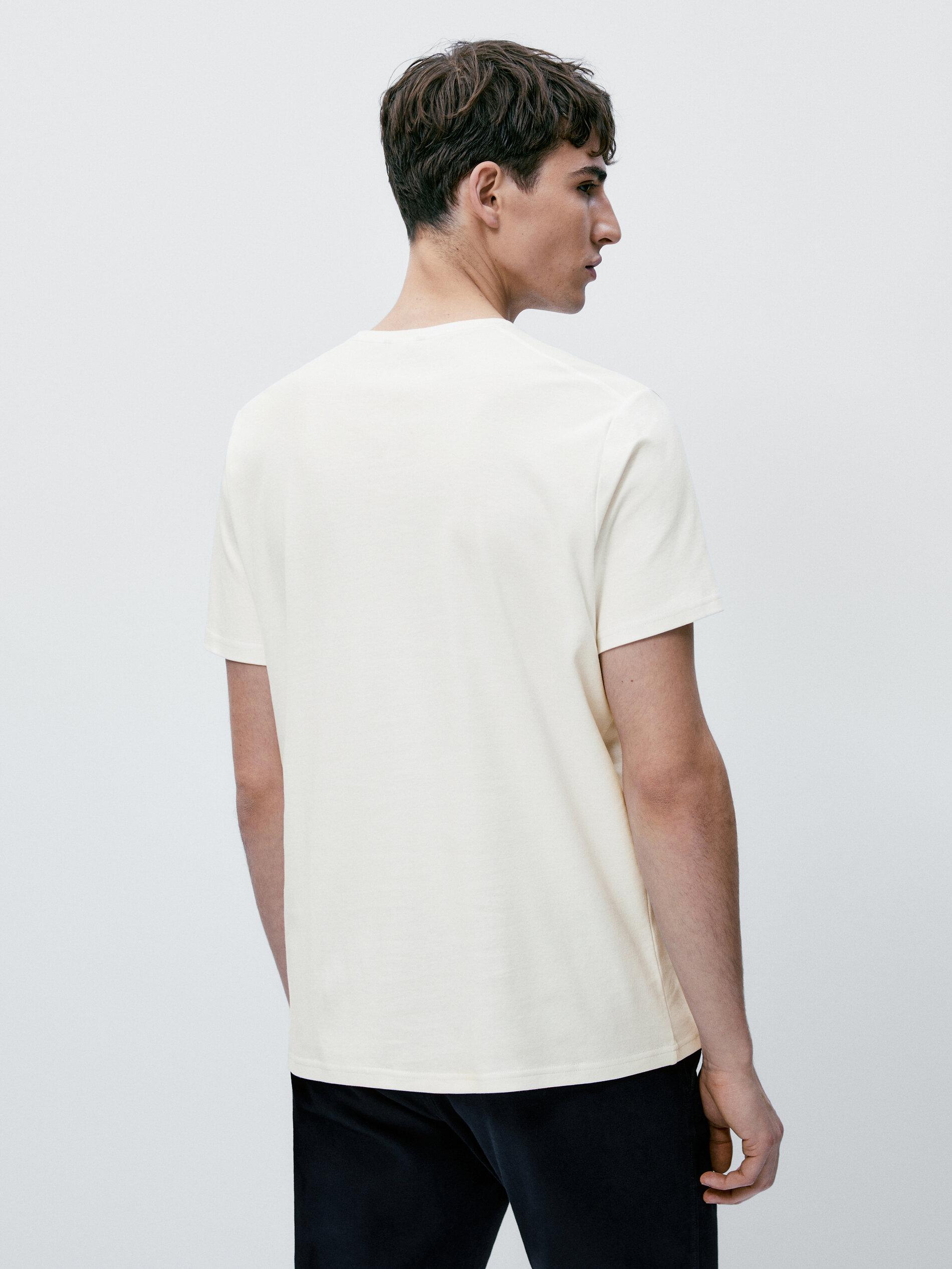 100% mercerised cotton T-shirt — CREAM