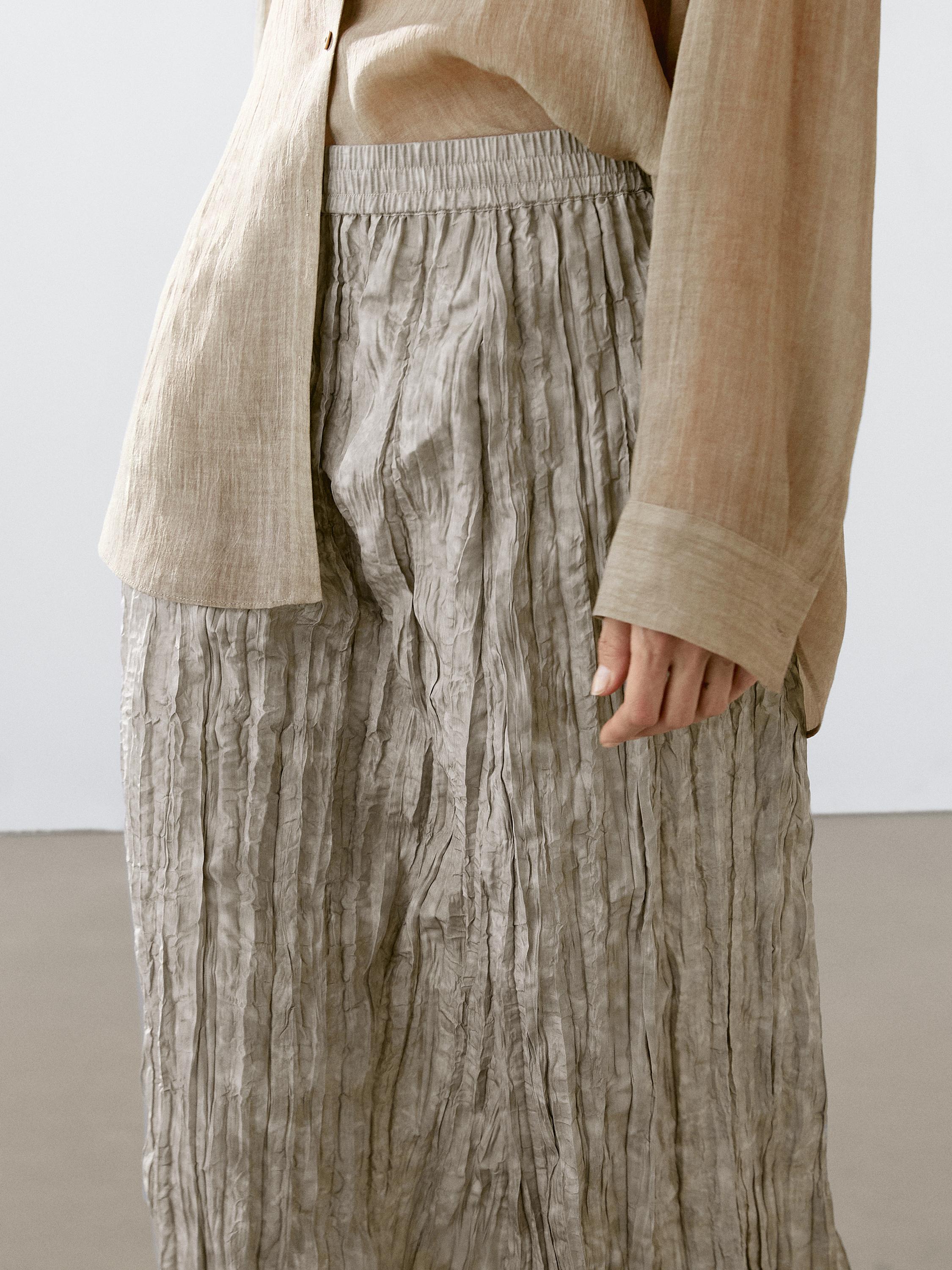 Jupe midi fluide à rayures