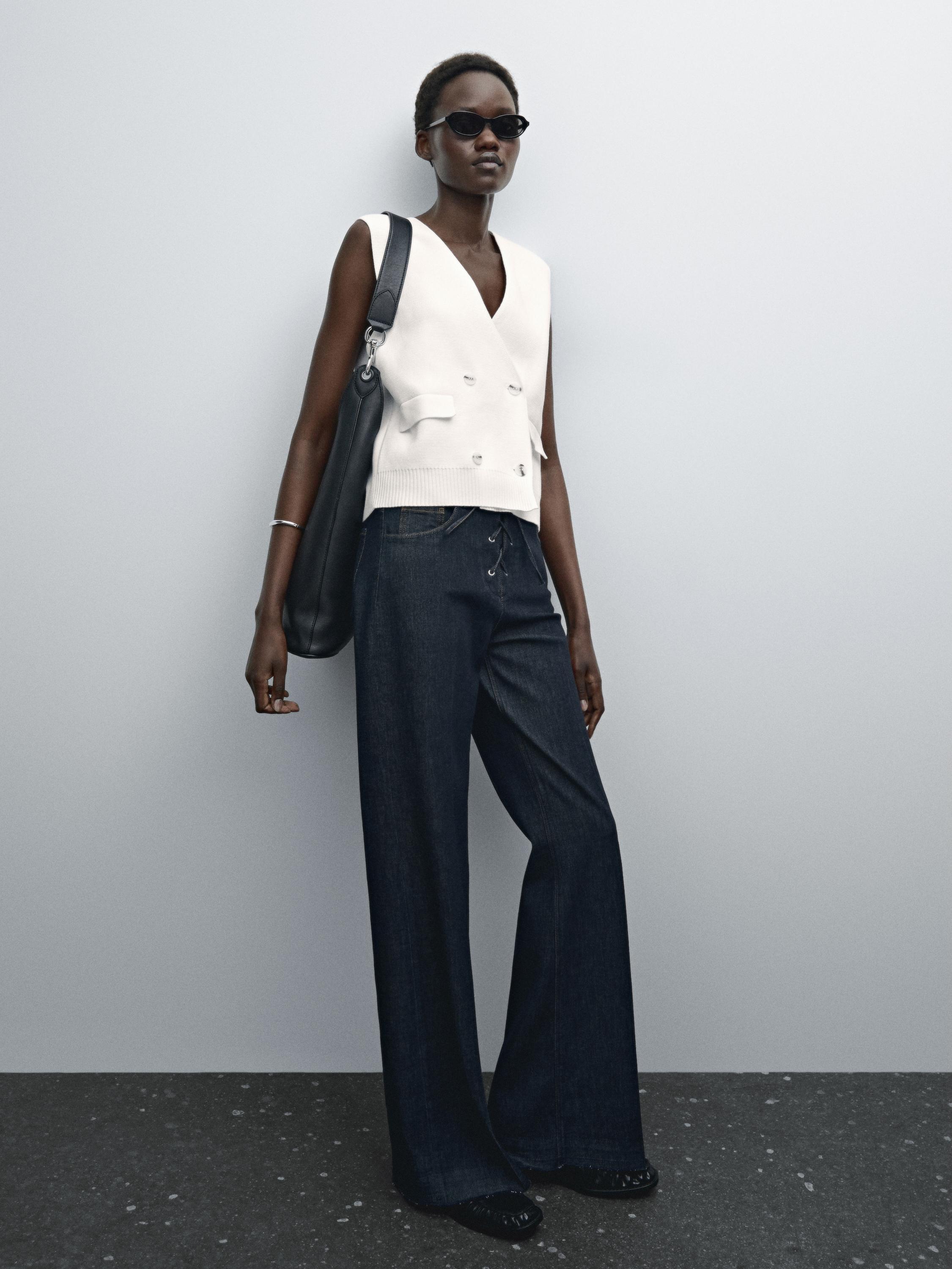 Kamizelka z dzianiny milano z dwoma rzędami guzików