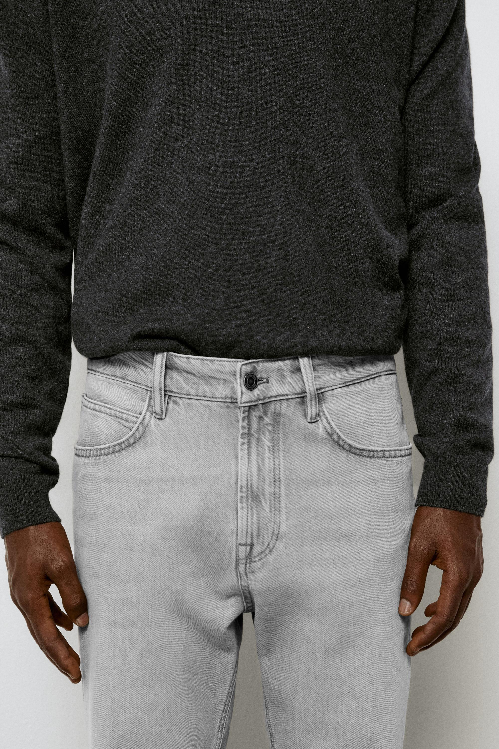 Stonewashed tapered-fit jeans — GREY MARL