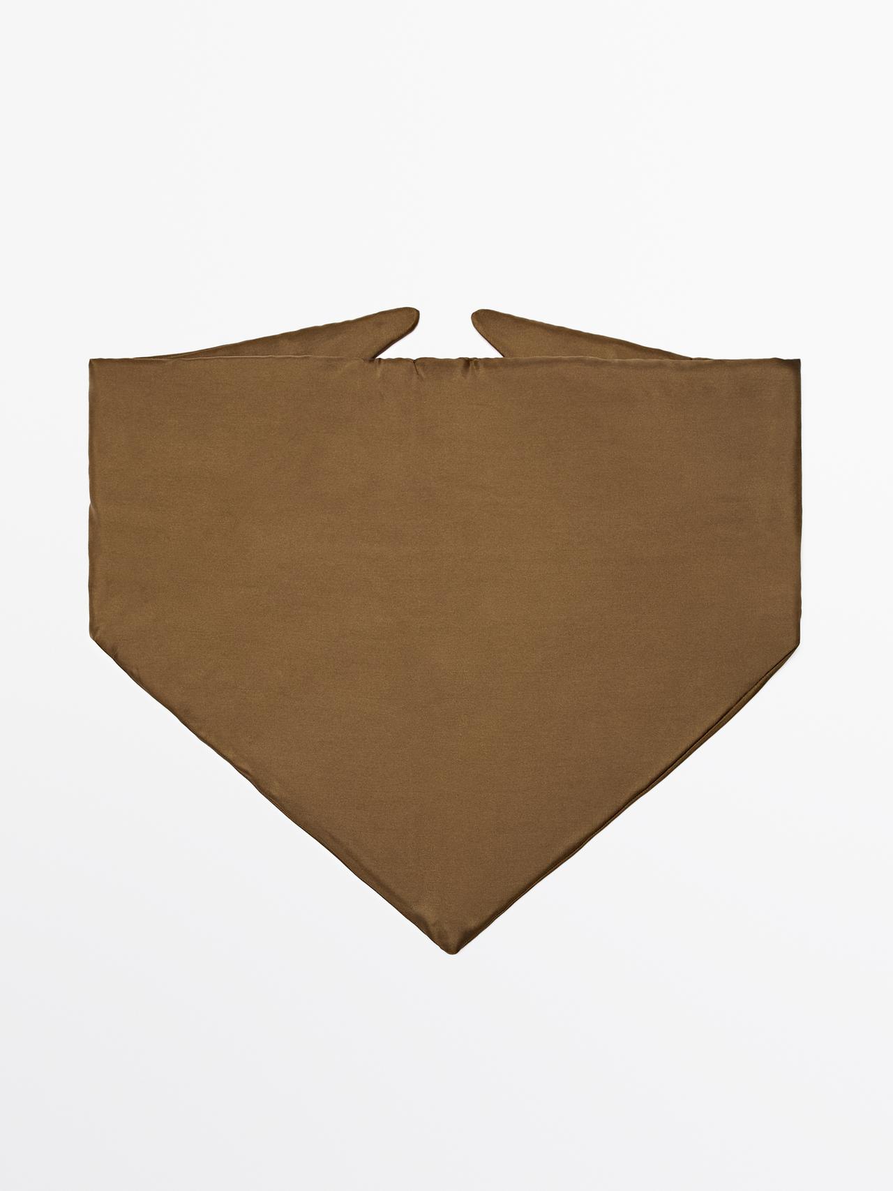 Massimo Dutti - Dame - Vatteret Bandana I 100% Silke - Kaki - 01