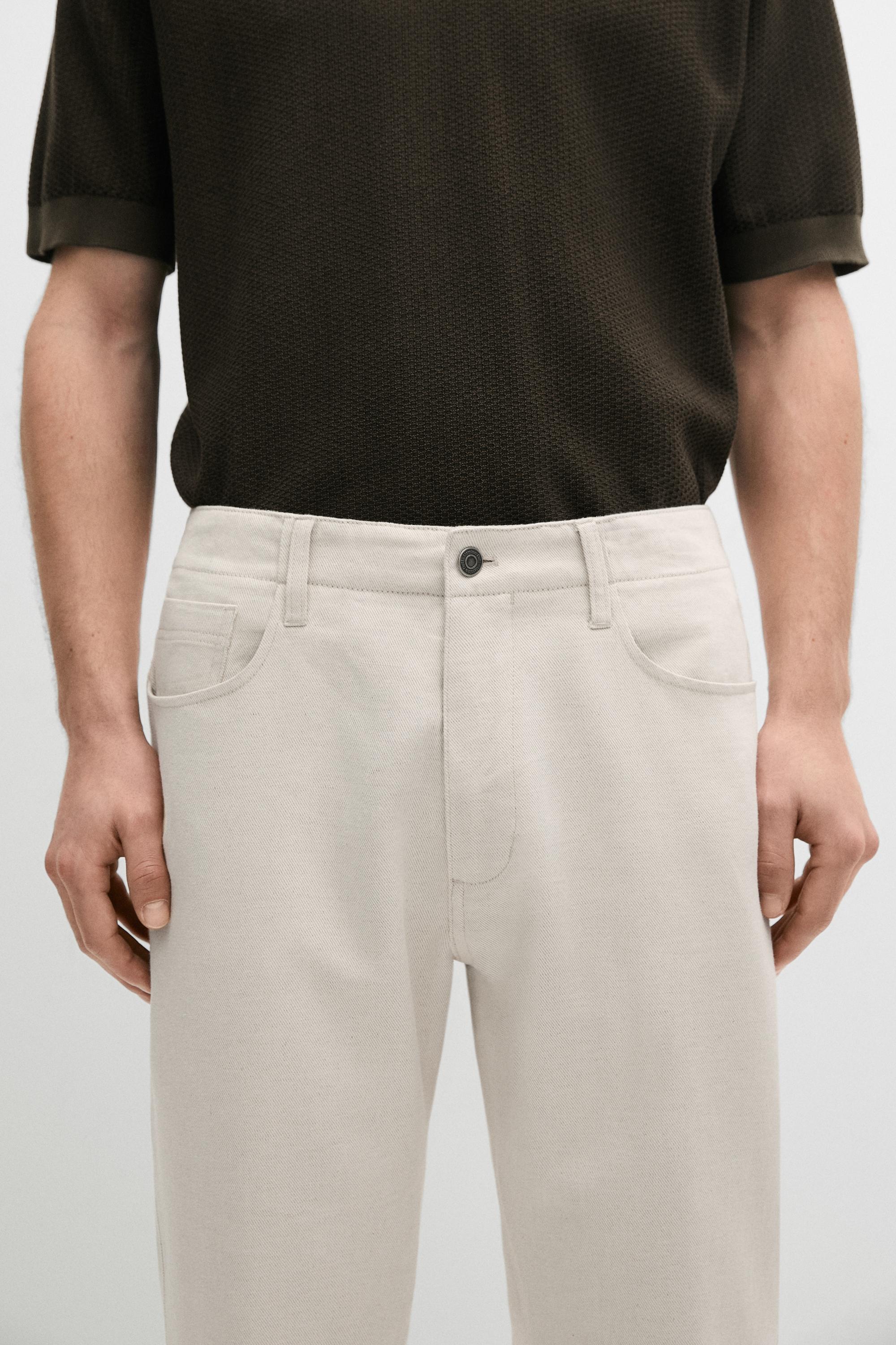 Cotton and linen tapered fit jeans — CREAM