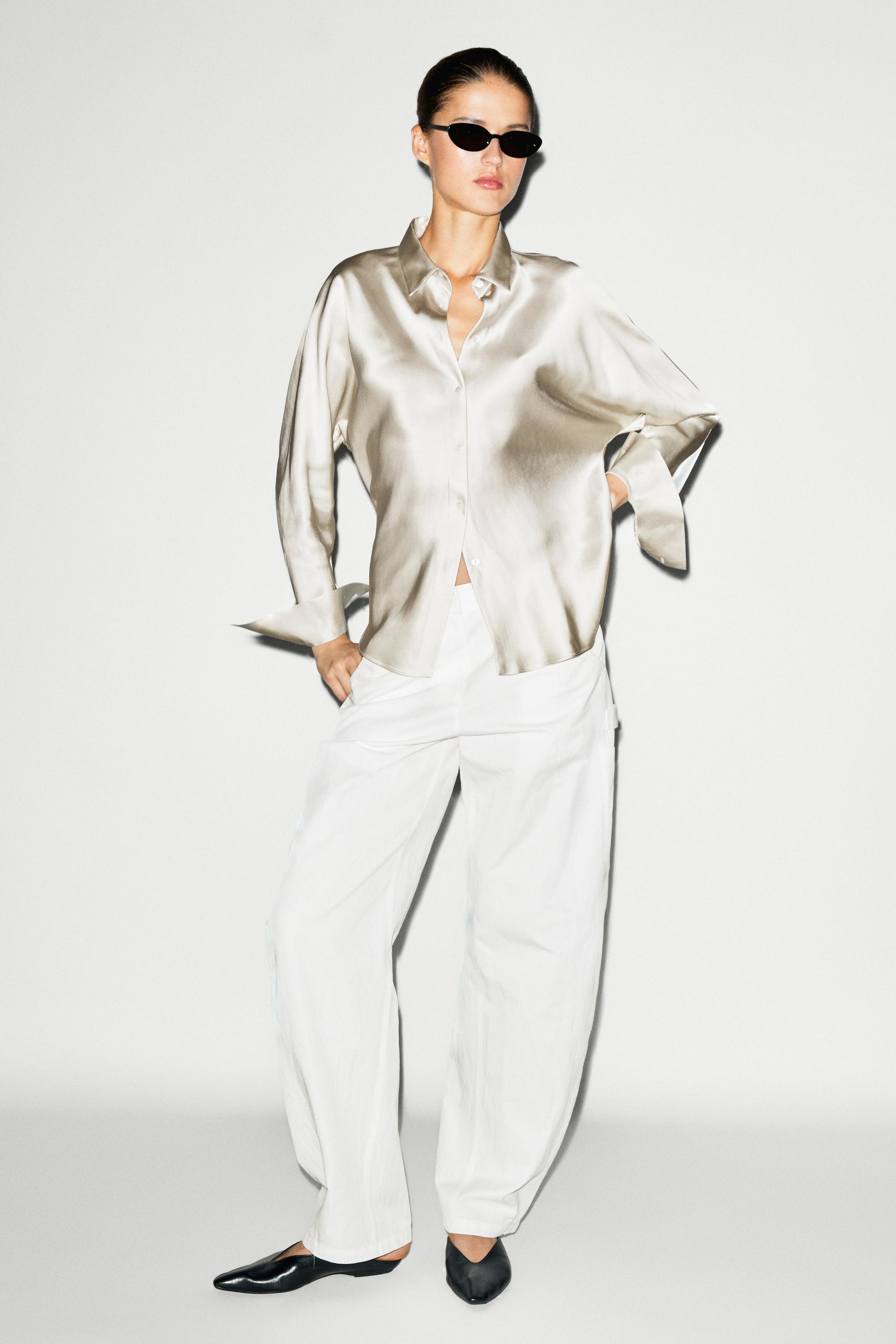 Flowing satin shirt — SILVER