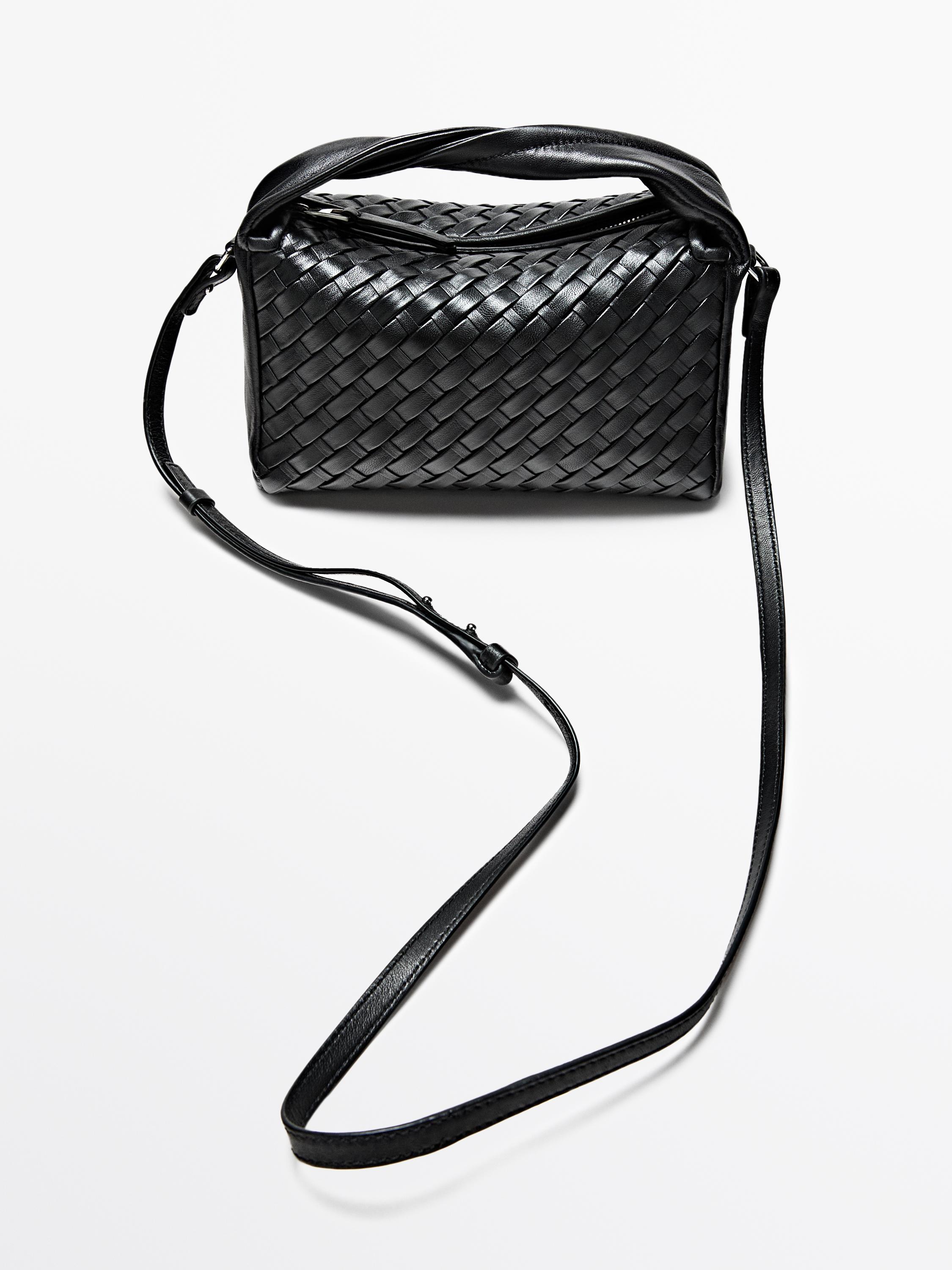 Massimo Dutti Nappa leather braided mini bag