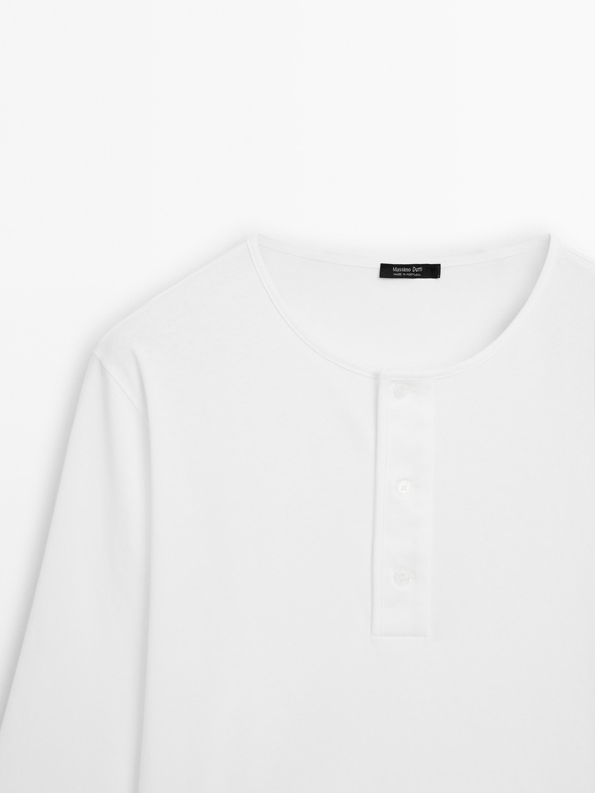 100% cotton henley T-shirt
