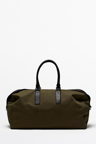 Nappa leather detail travel bag — KHAKI 1