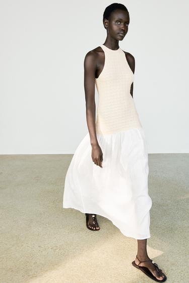 Combined halter midi dress — CREAM 5