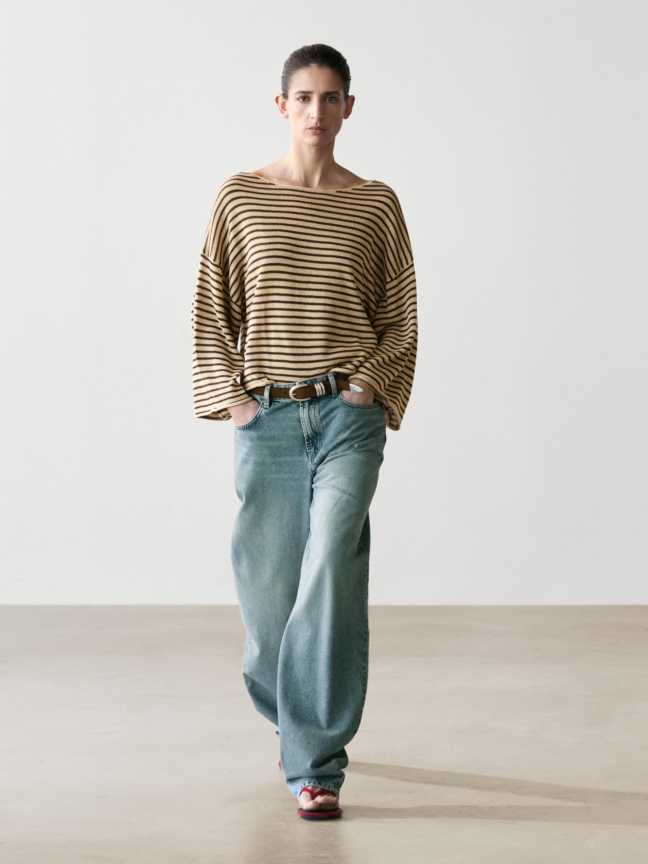 100% cotton striped knit sweater