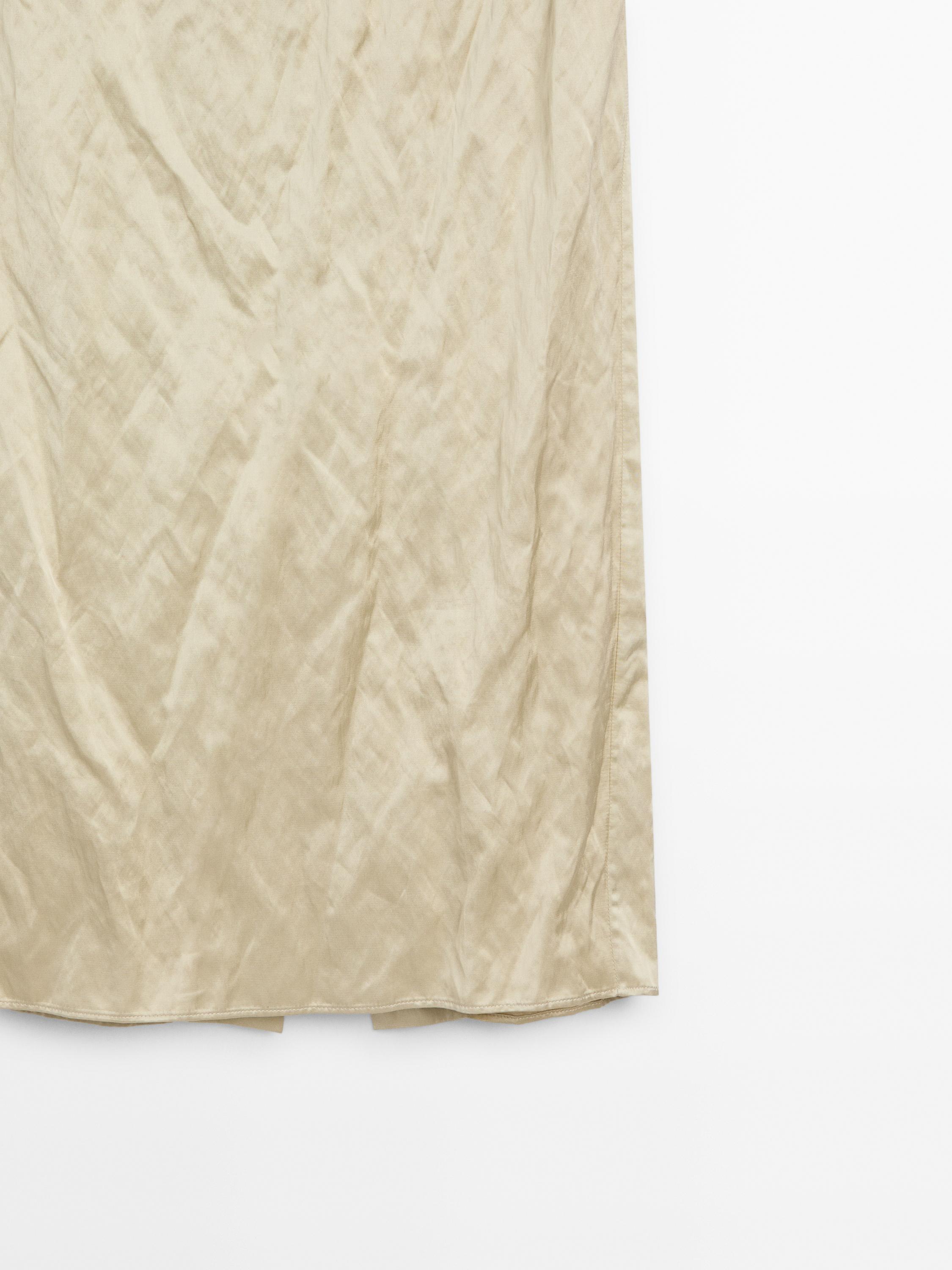 Cotton satin blend midi skirt