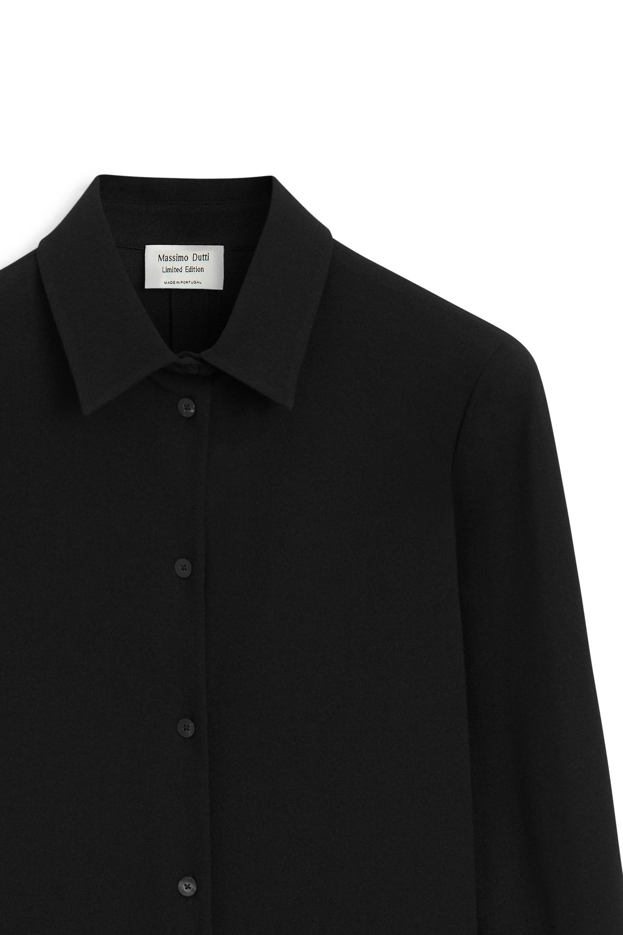 Stretch long wool blend shirt - LIMITED EDITION — BLACK