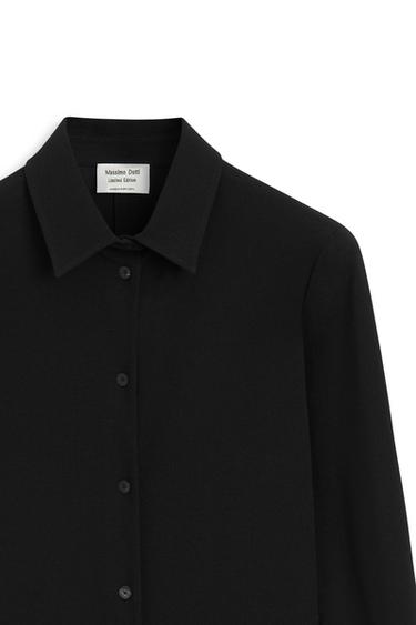 Stretch long wool blend shirt - LIMITED EDITION — BLACK 6