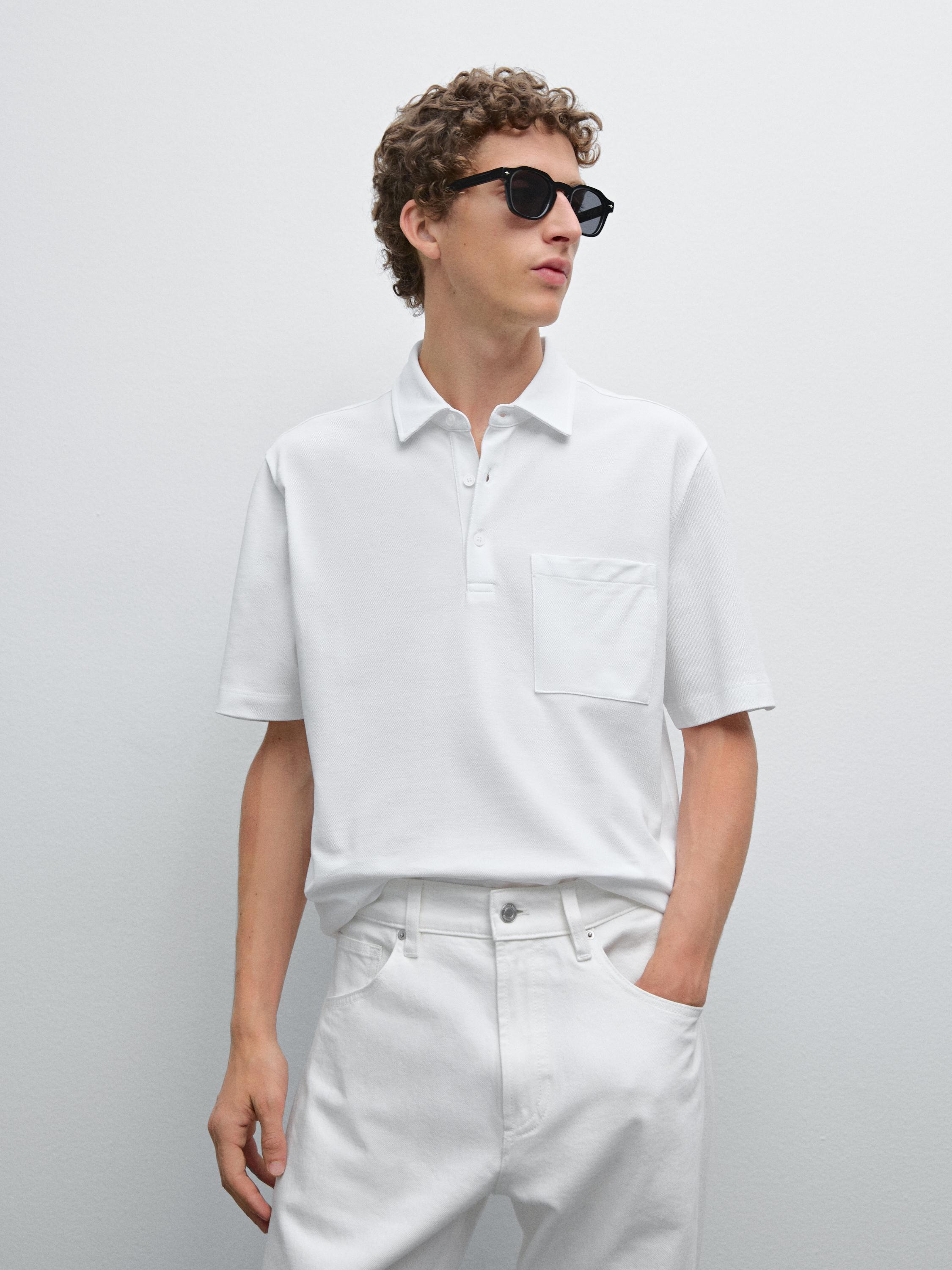 Piqué textured cotton polo shirt