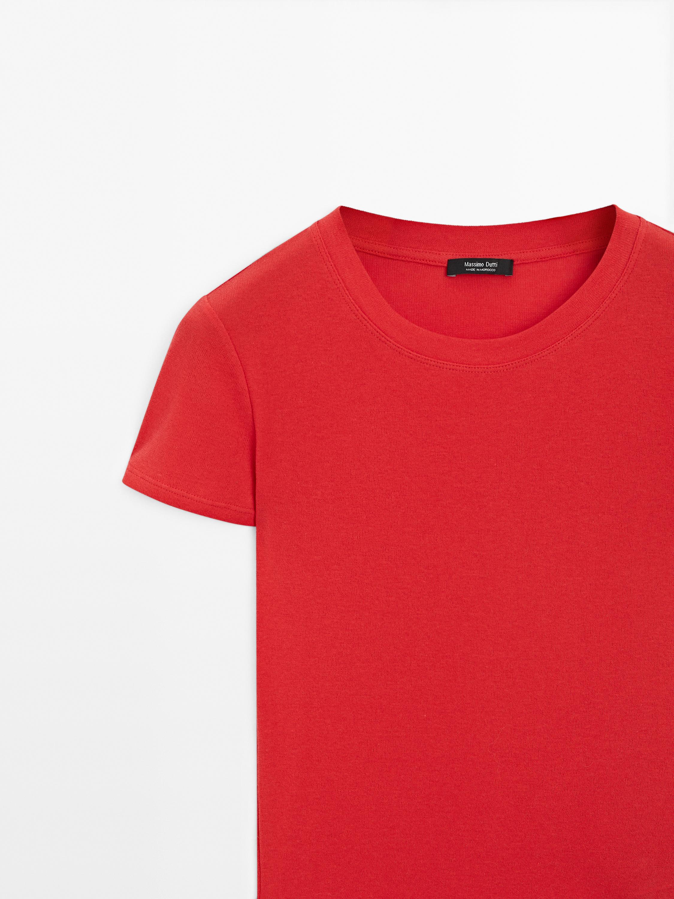 Textured crepe-effect cotton T-shirt
