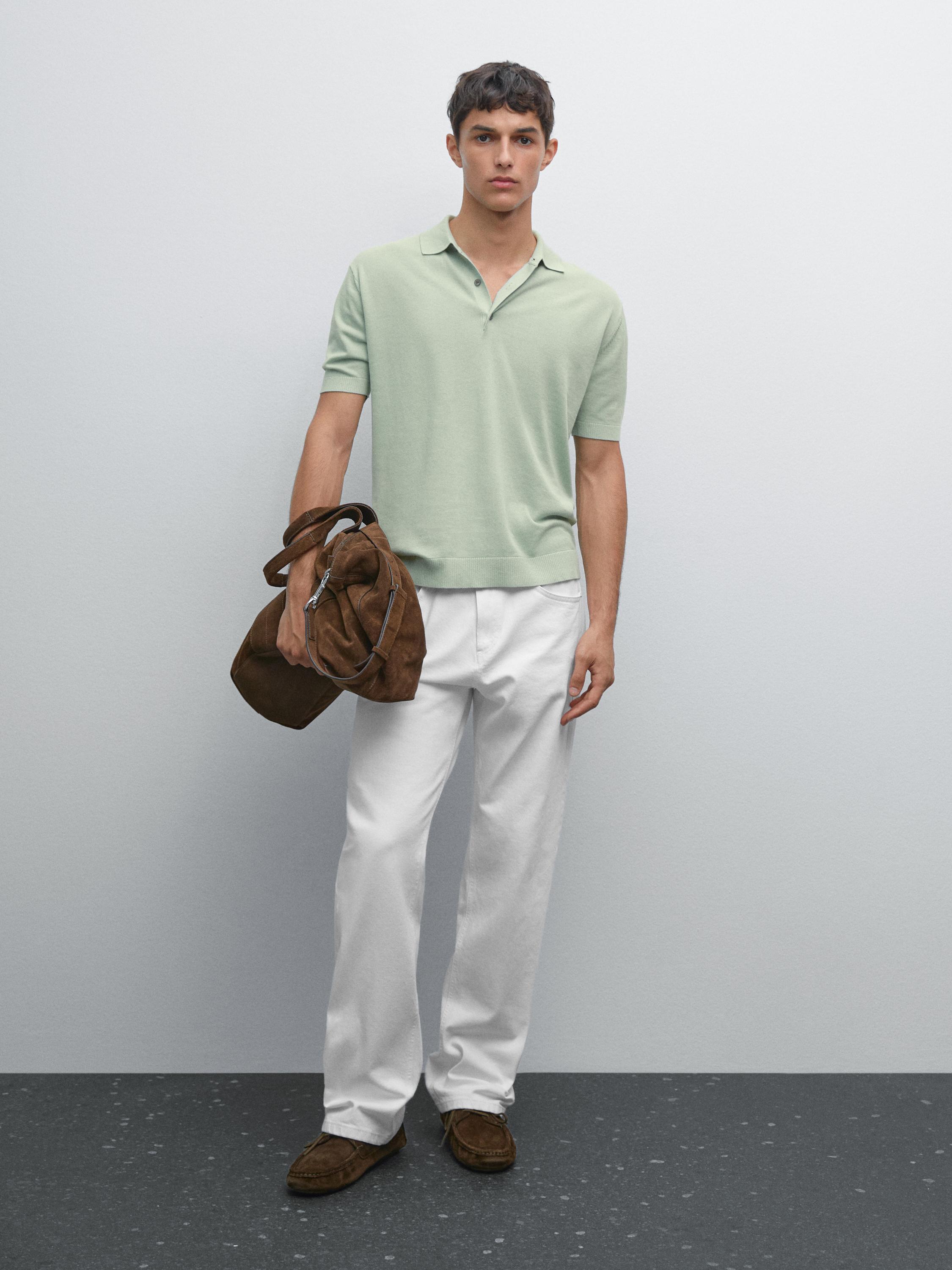 Short sleeve knit polo shirt
