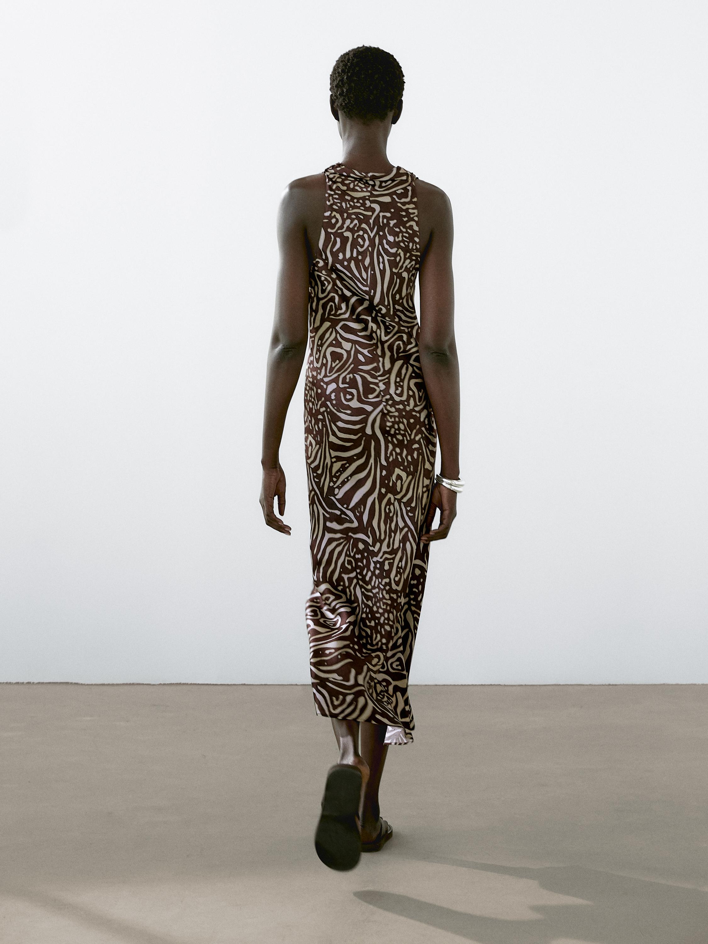 Flowing printed midi dress