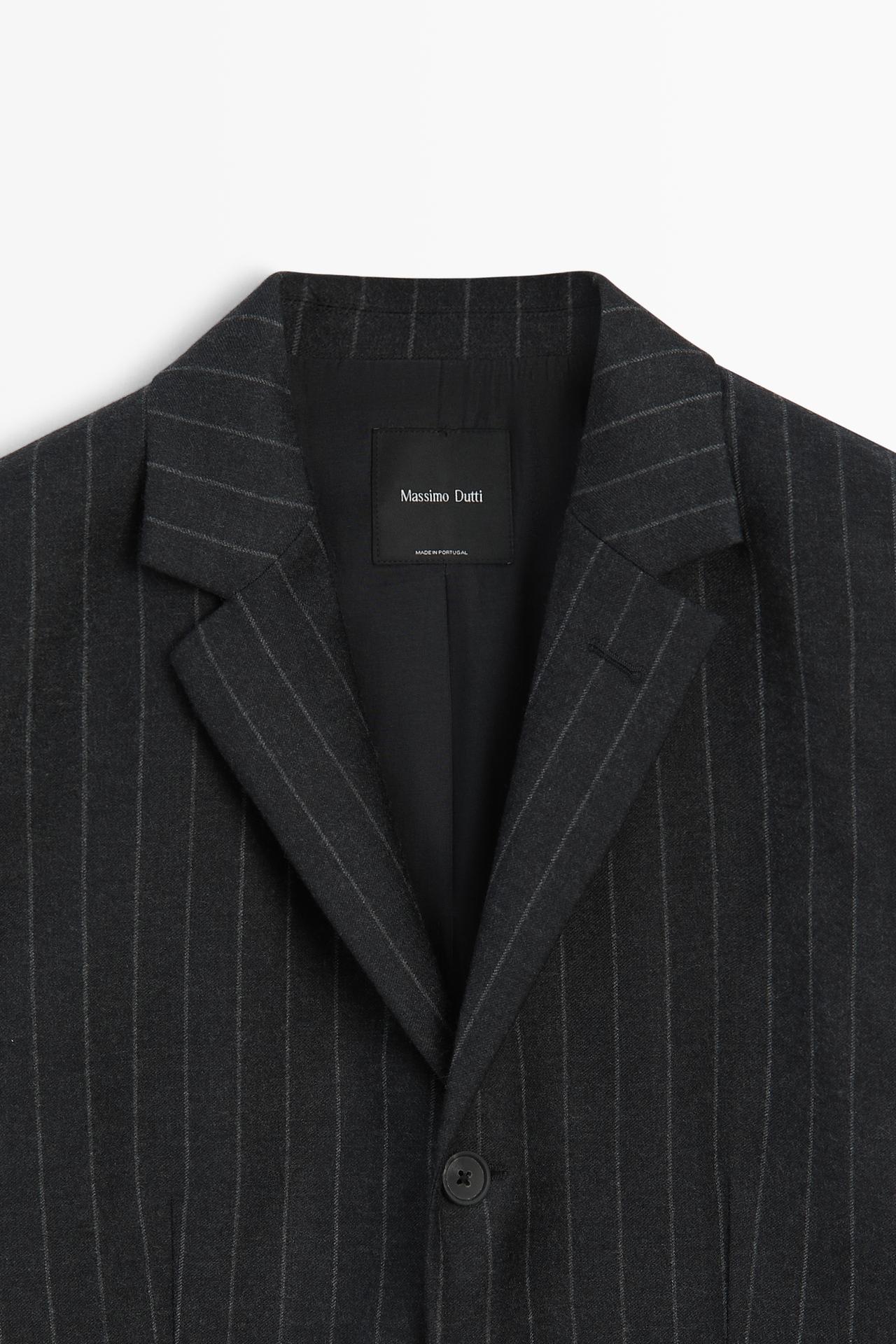 100% wool pinstripe blazer — GREY