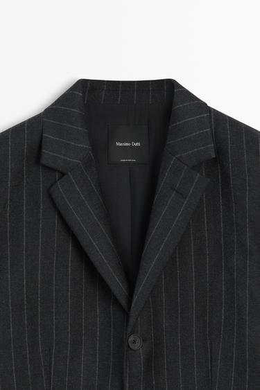 100% wool pinstripe blazer — GREY 9