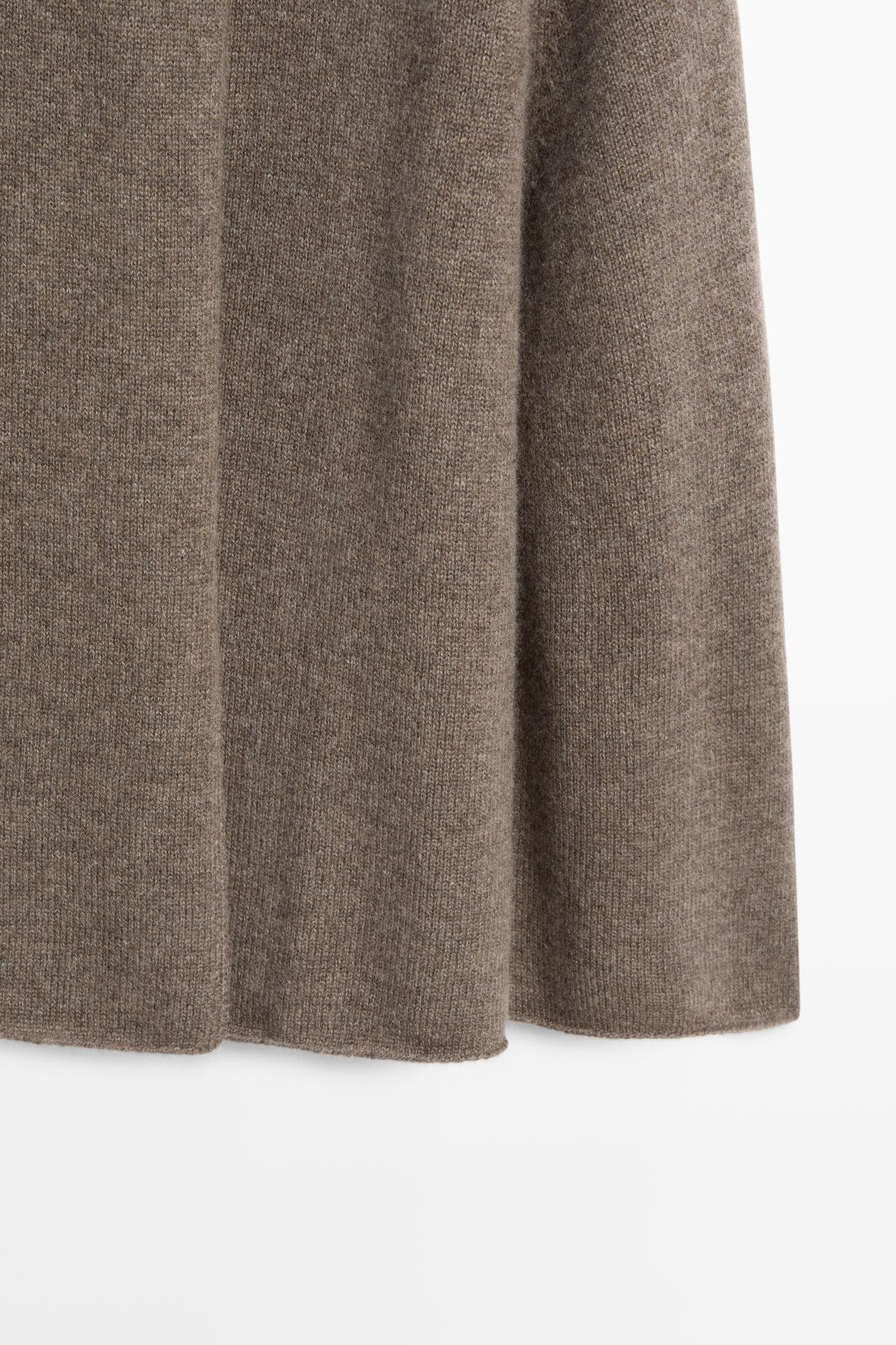 100% cashmere knit cape with wrap detail — DARK KHAKI