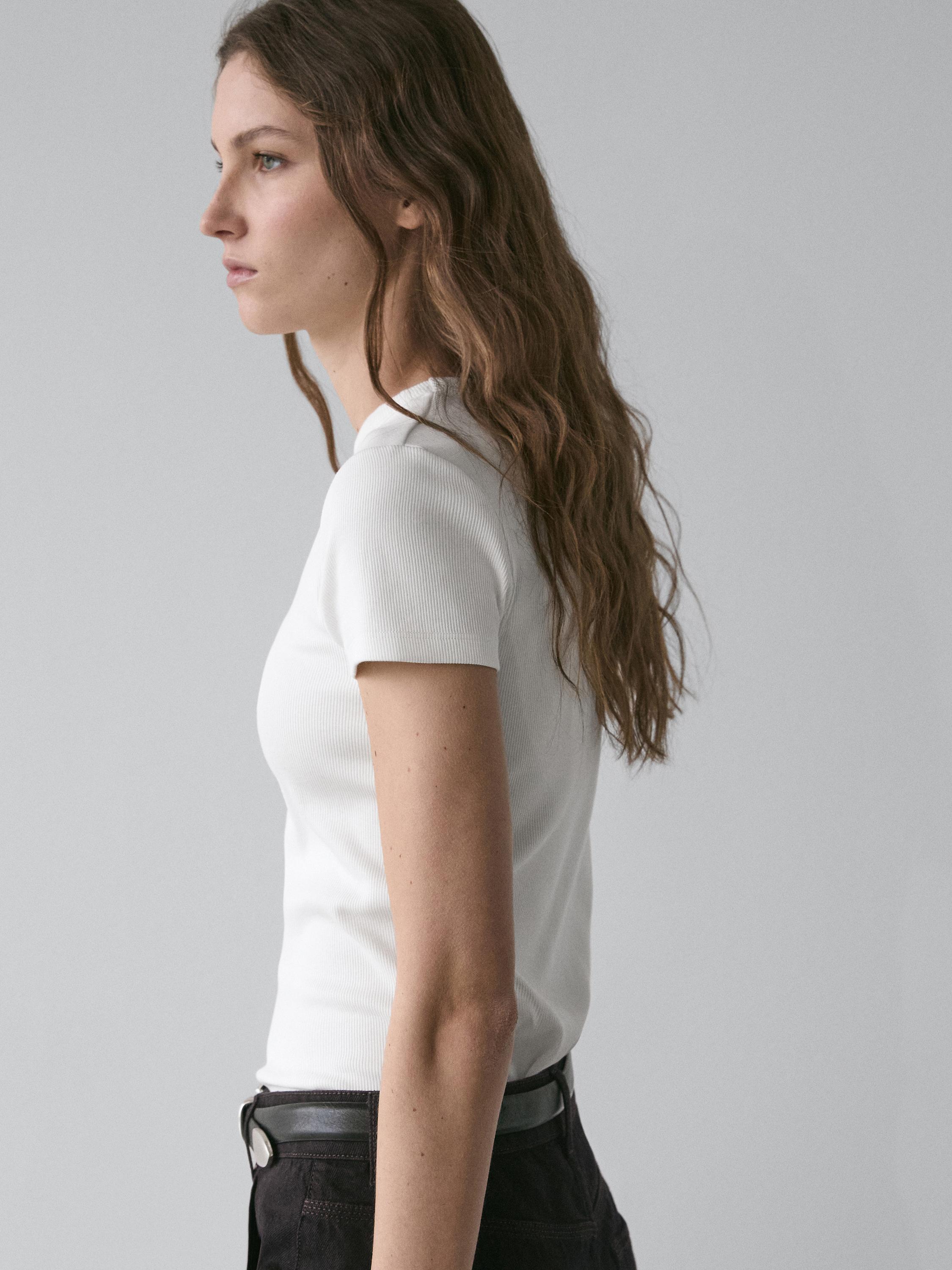 Ribbed heavy weight short sleeve T-shirt — Off white