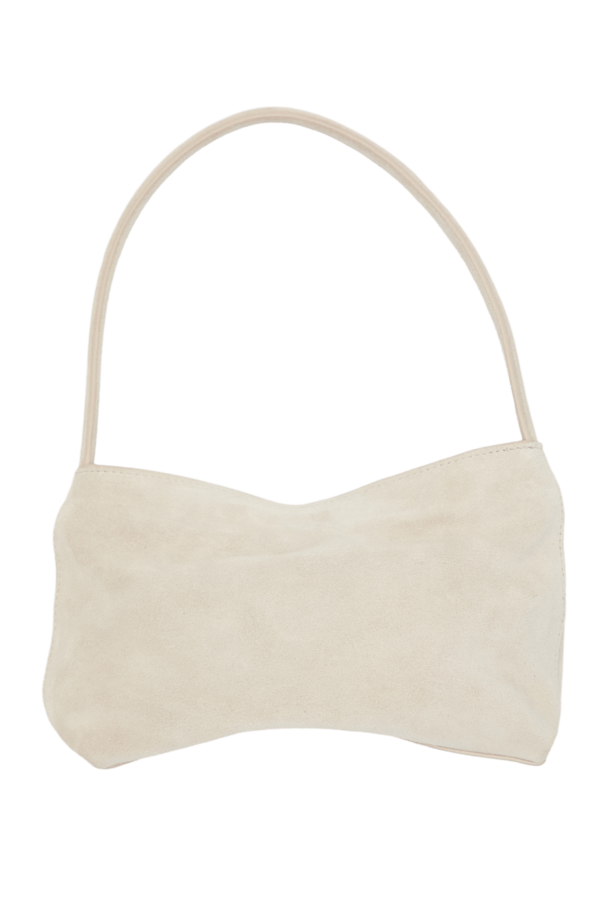 Split suede leather shoulder bag — Ecru