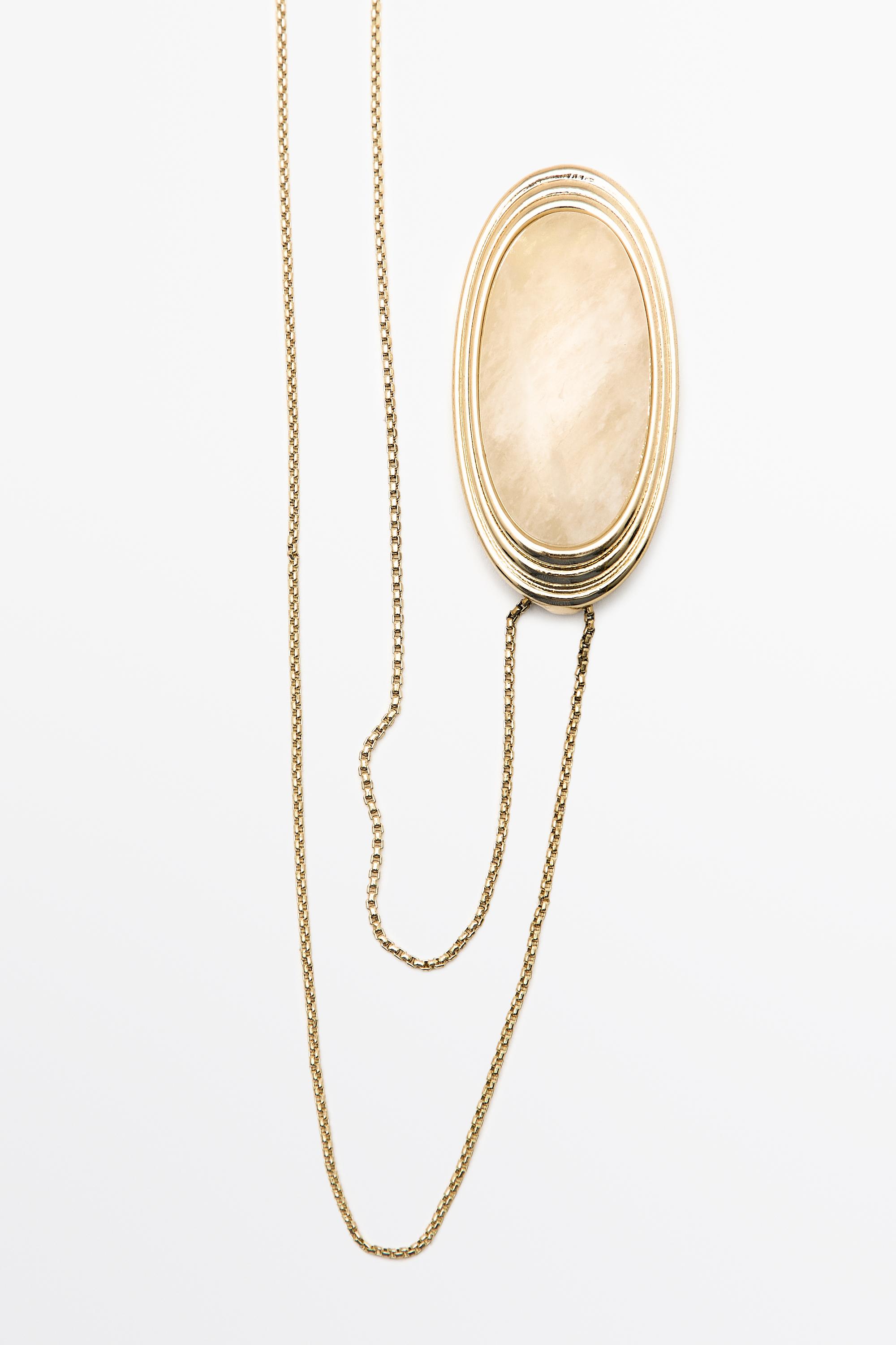 Oval Quartz Pendant Necklace — GOLDEN