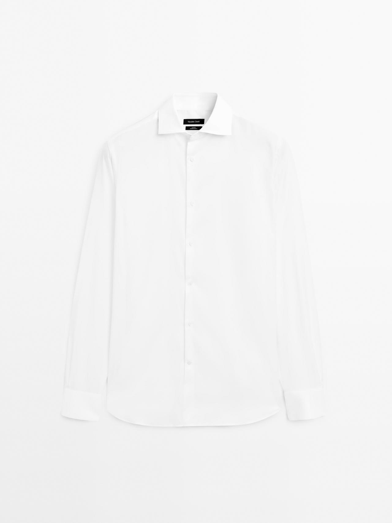 Massimo Dutti - Herre - Regular Fit Skjorte I 100 % Bomuld - Hvid - 40