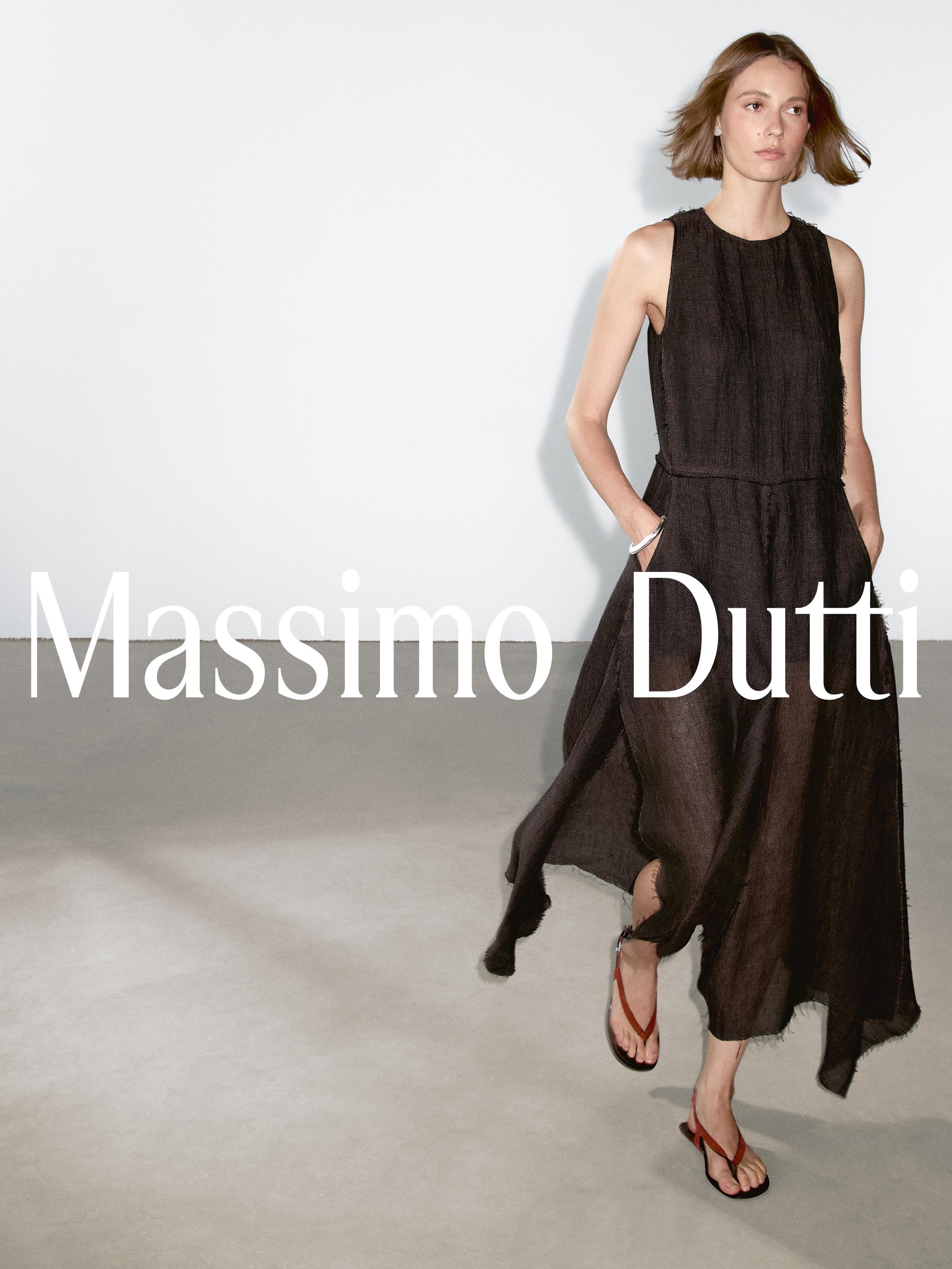 100% linen midi dress with frayed trims · Chocolate · Smart