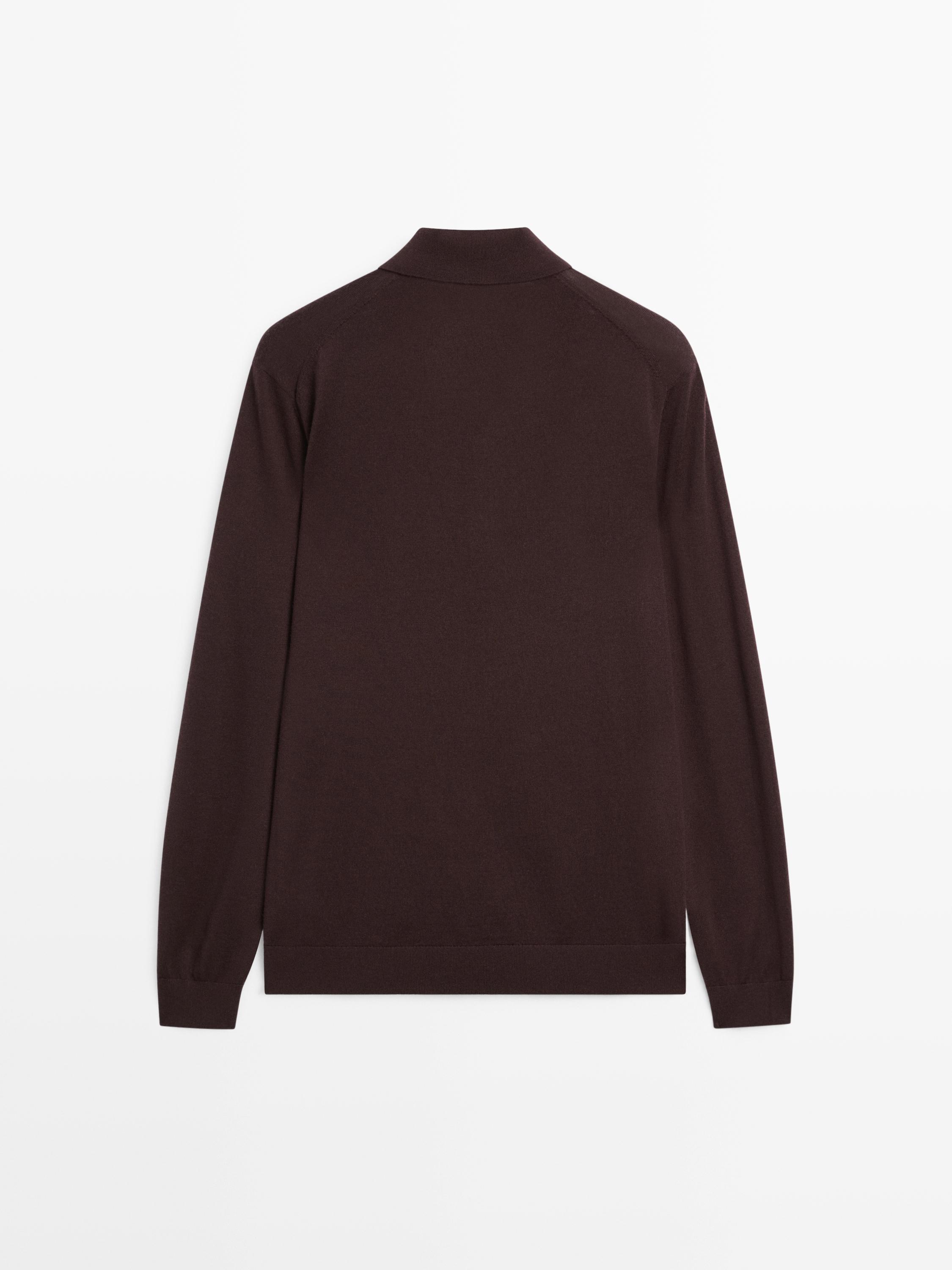 100% merino wool knit polo jumper